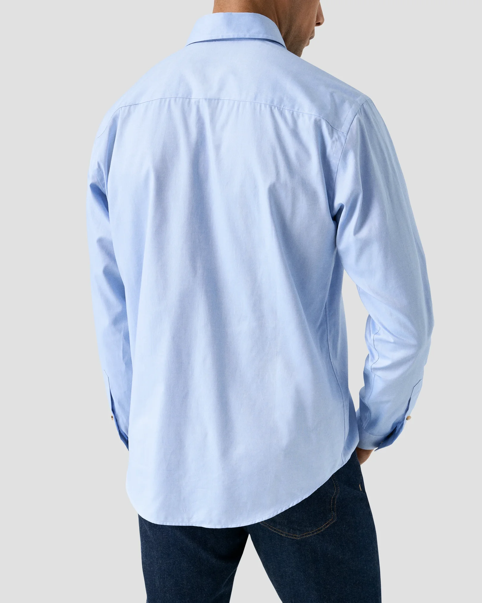 Eton - dark blue solid oxford shirt button down rounded single casual fit