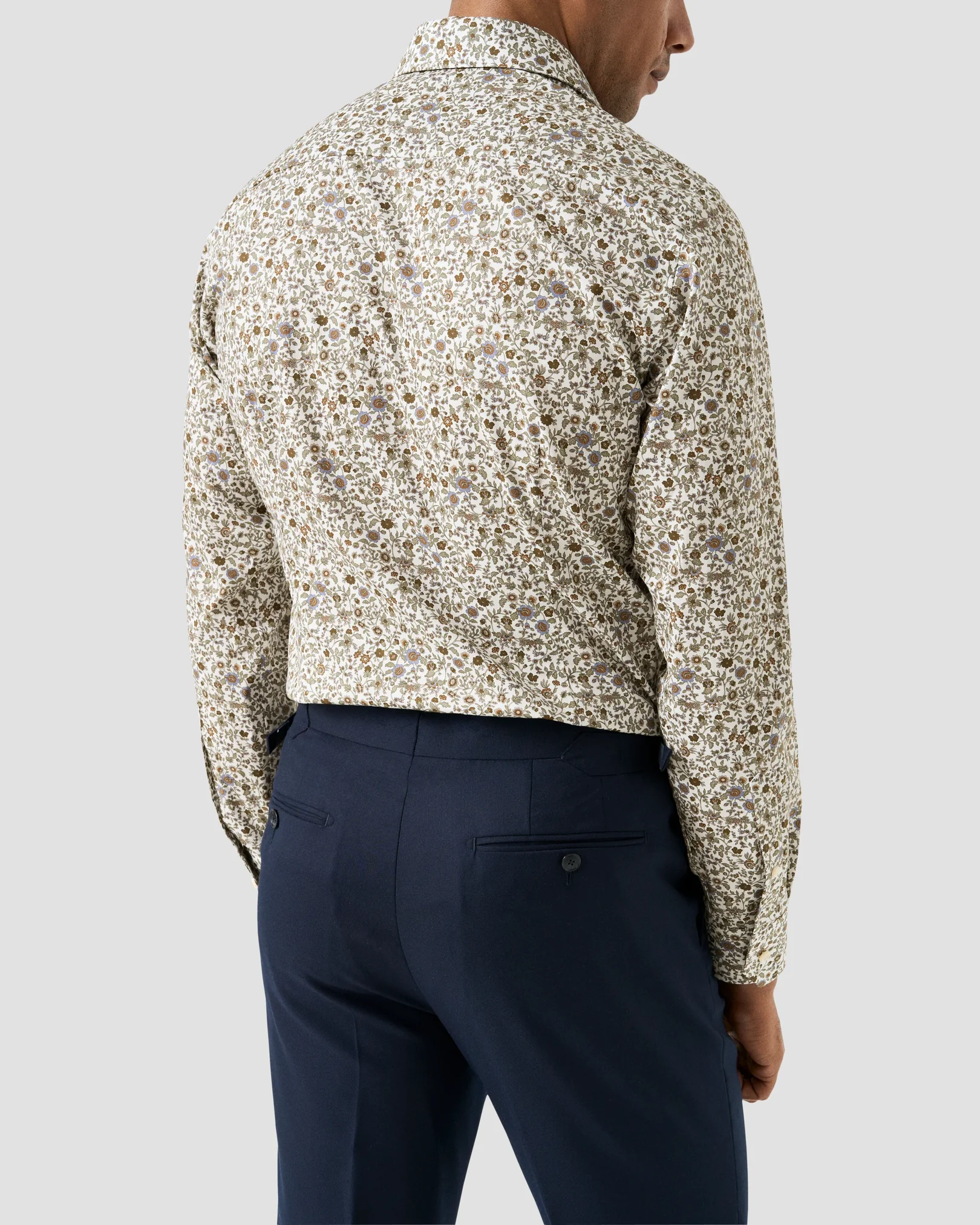 Eton - brown floral print signature twill shirt