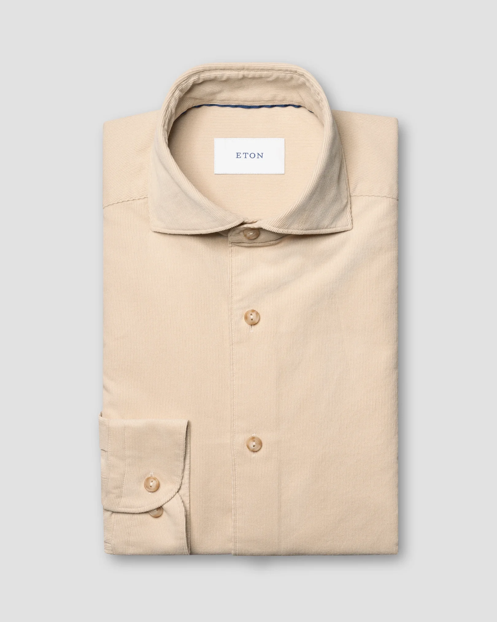 Eton - beige solid babycord shirt