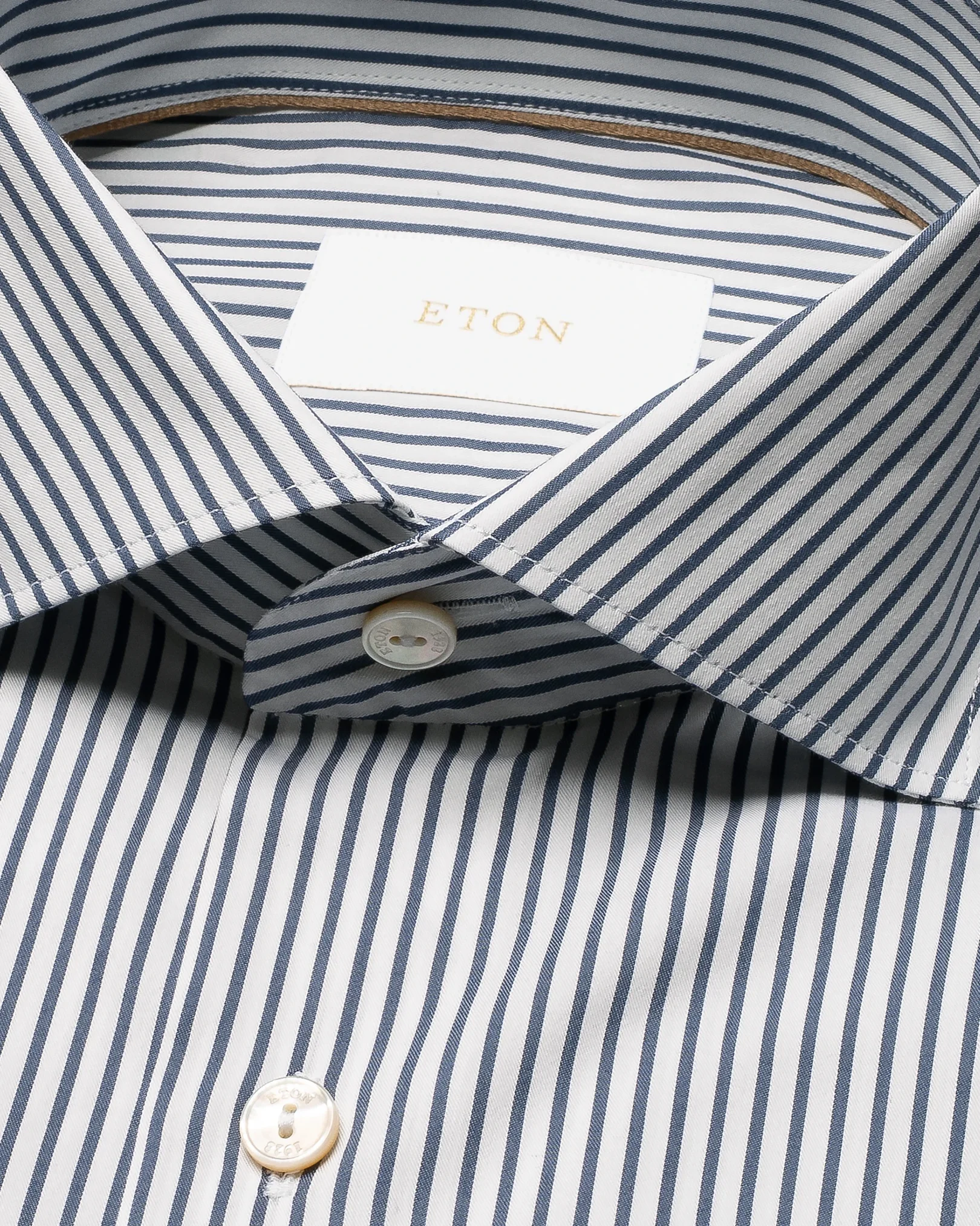 Eton - dark blue solid cotton silk shirt