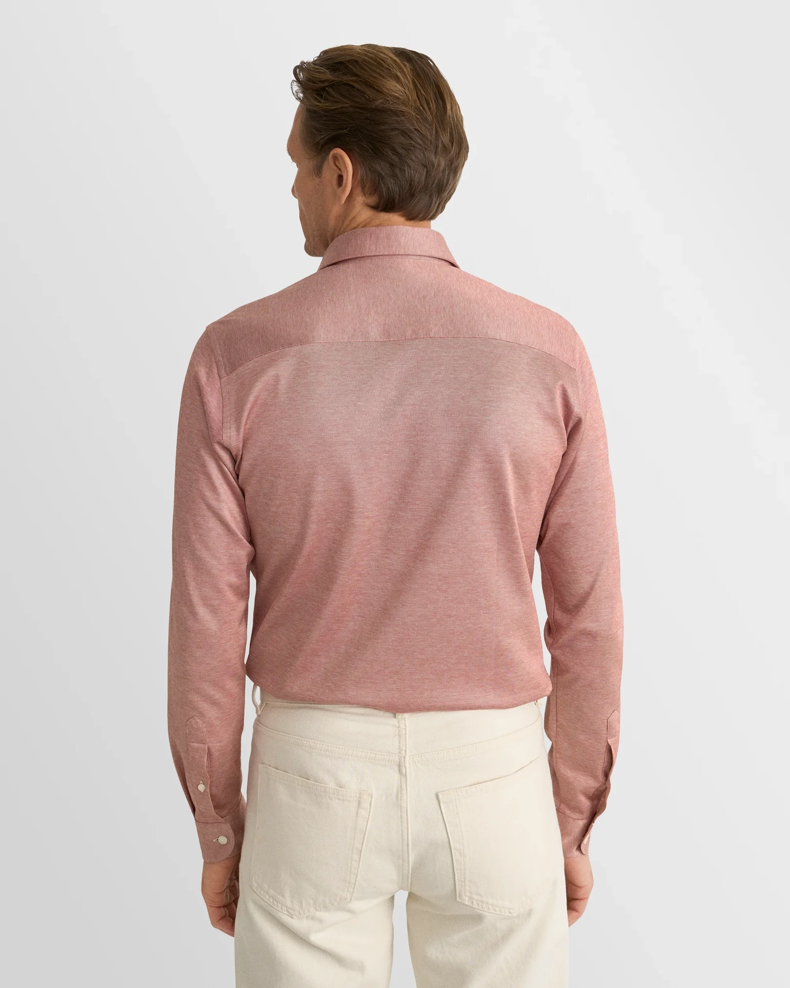 Eton - red filo di scozia knit shirt wide spread 266