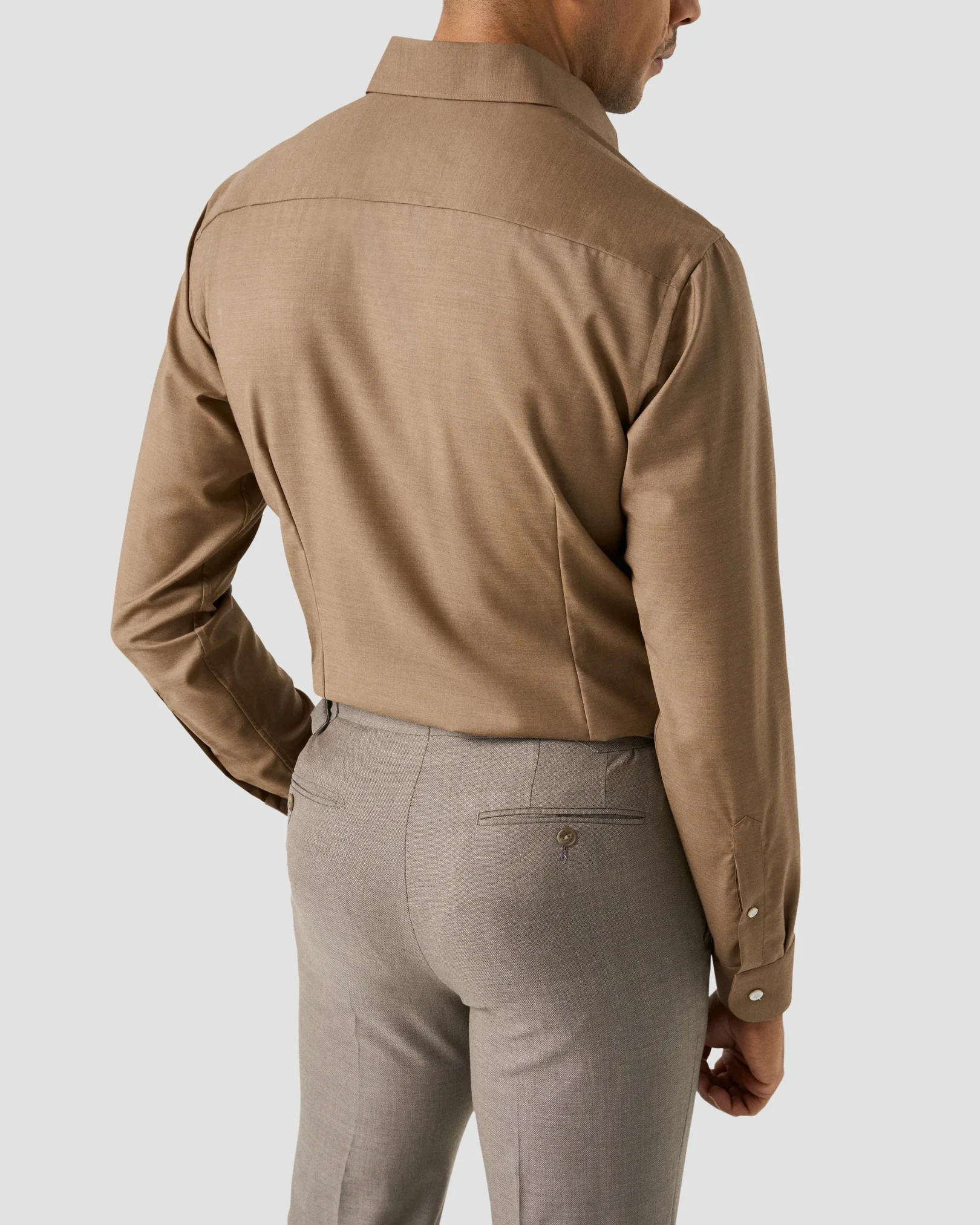 Eton - beige solid merino cashmere shirt