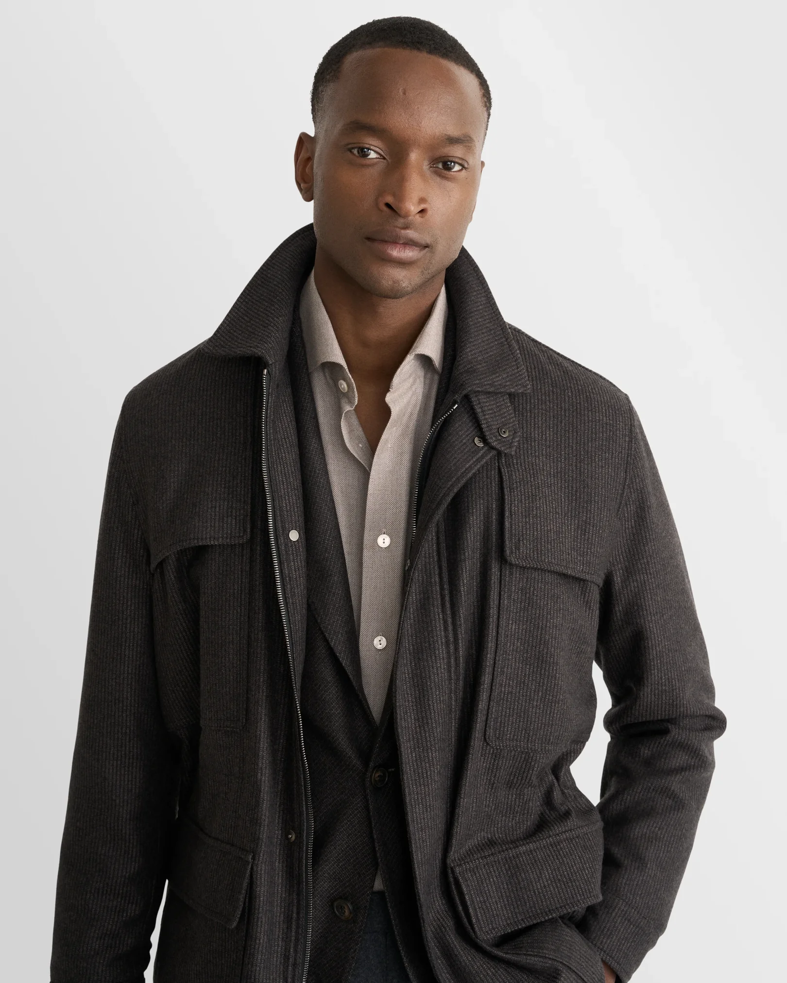 Eton - brown cotton silk cashmere shirt 268