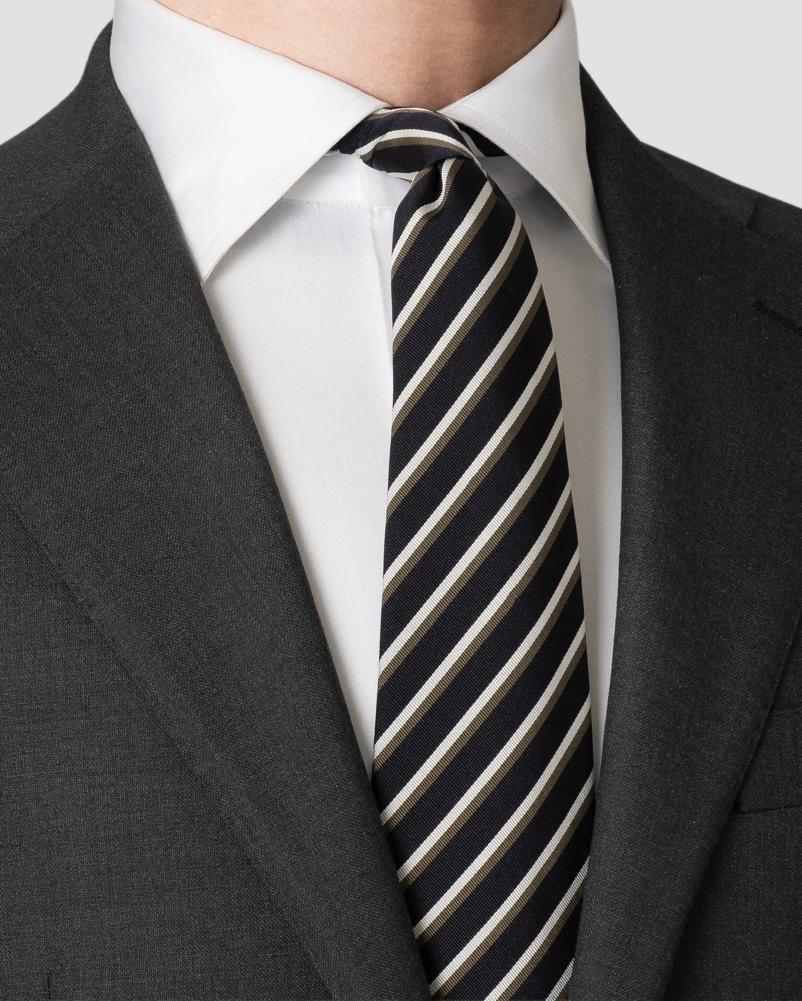 Eton - navy blue mogador striped woven tie