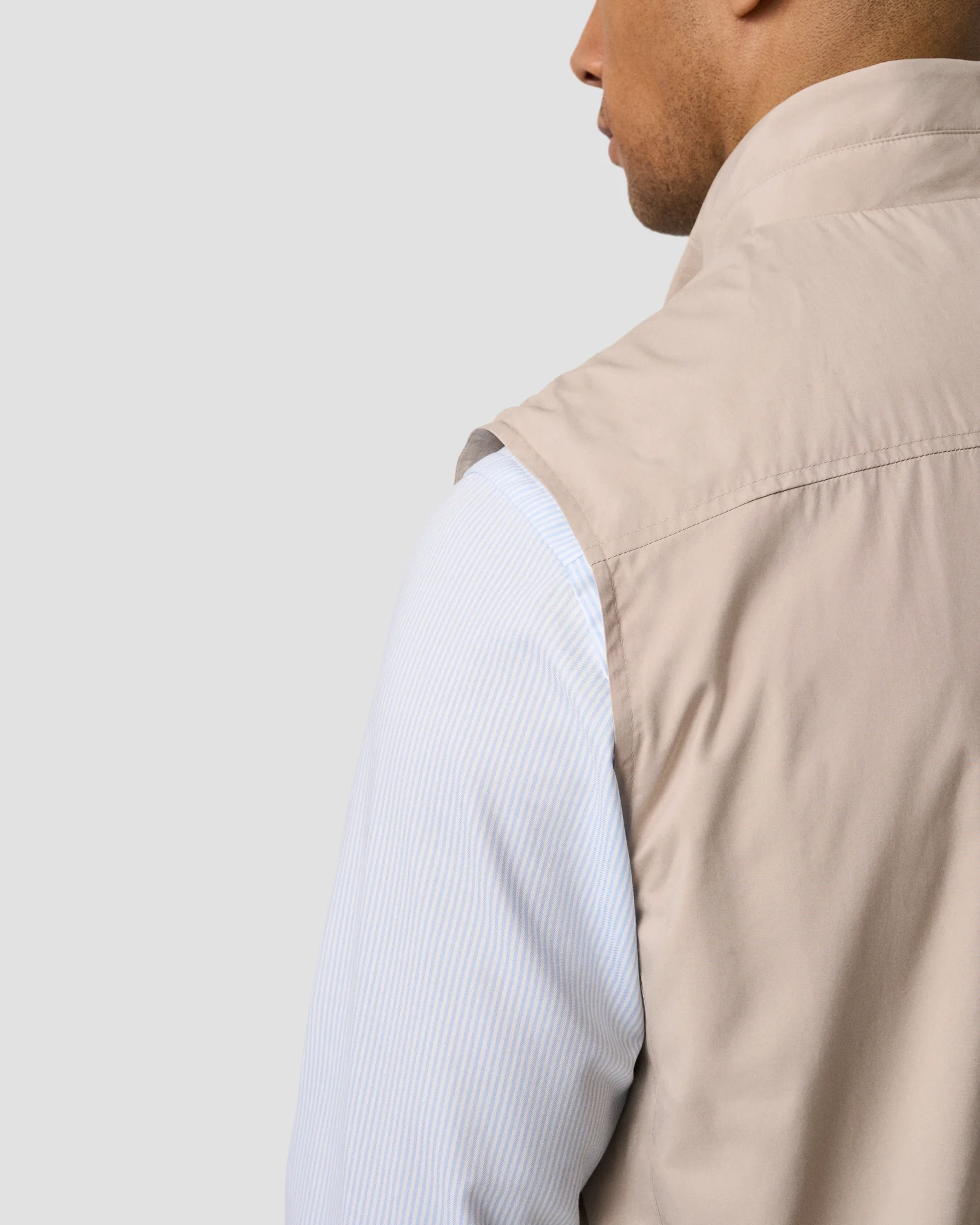 Eton - beige solid wind vest with elastic hem