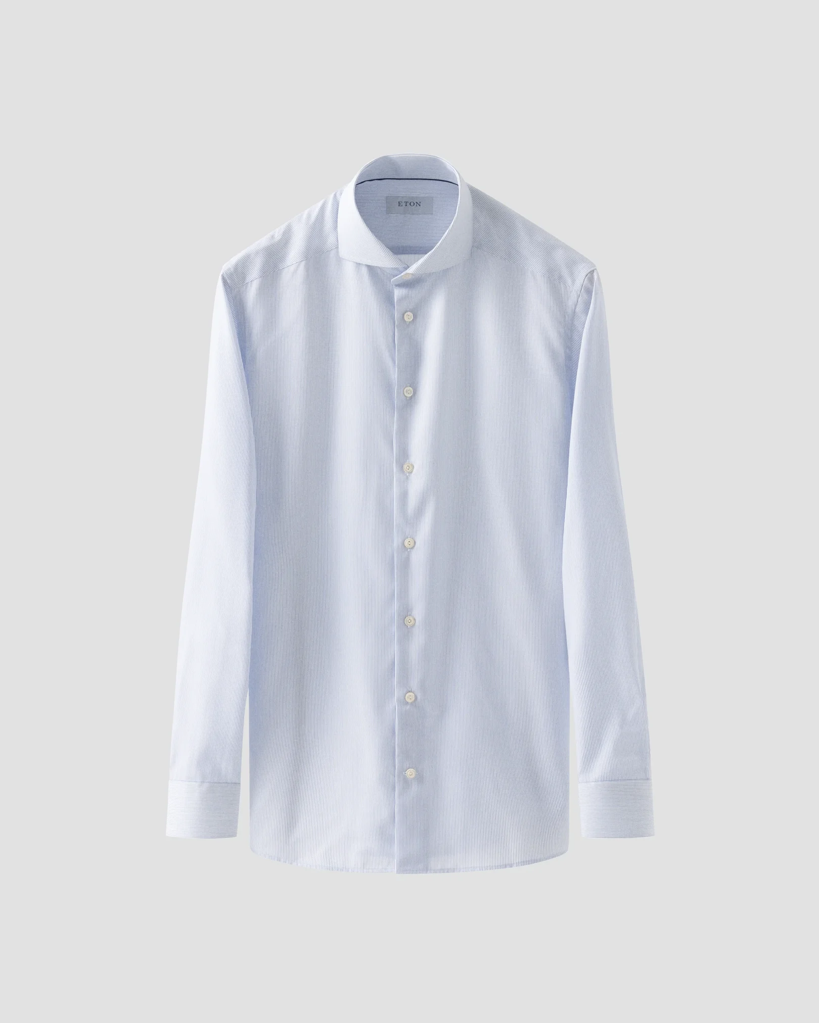 Eton - dark blue striped twill shirt extreme cut away collar