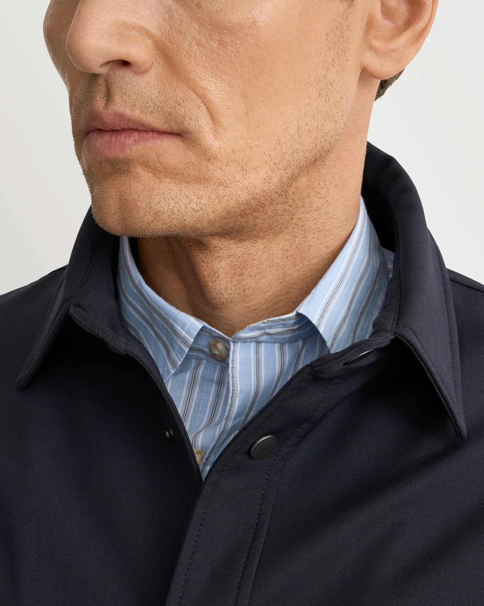 Eton - navy blue lana tech padded overshirt