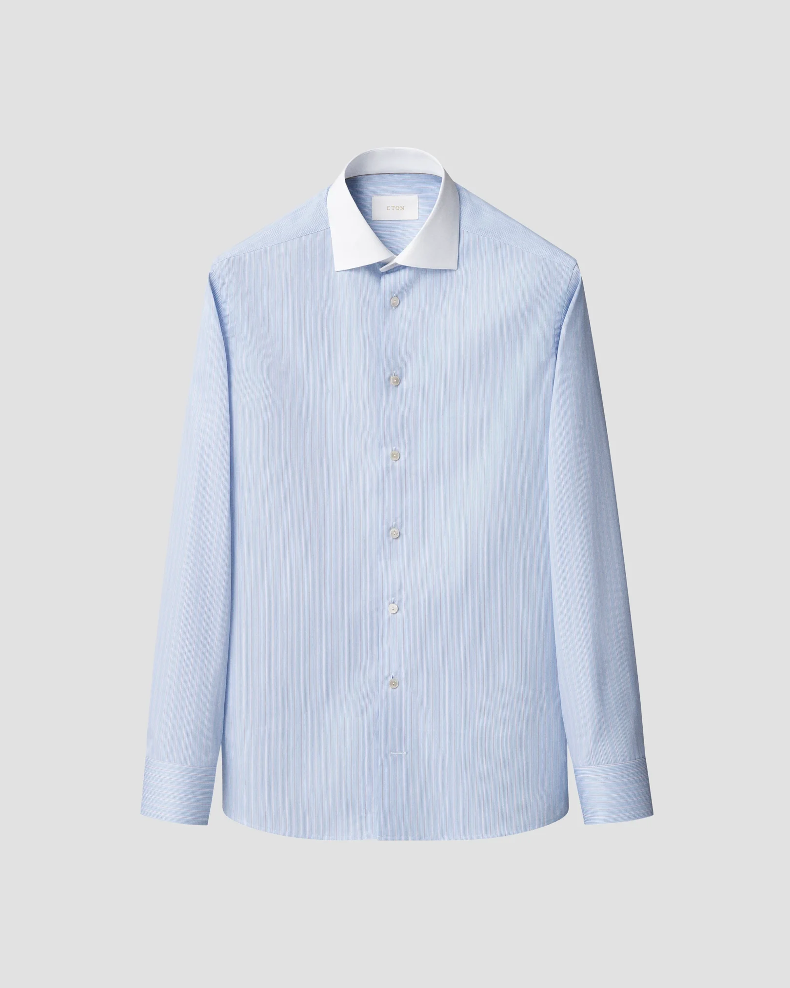 Eton - light blue striped white collar supima 120 shirt