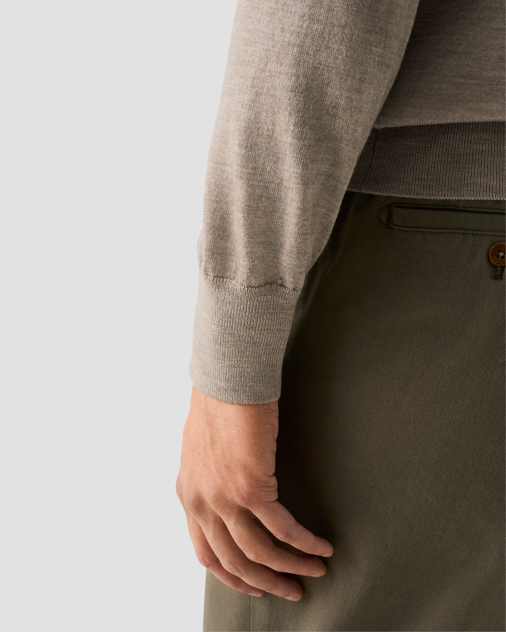 Eton - merino knit crew neck beige merino knit crew neck