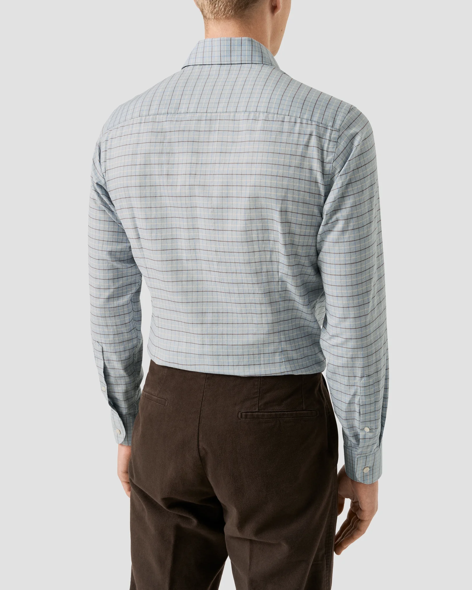 Eton - light blue check signature flannel shirt 256