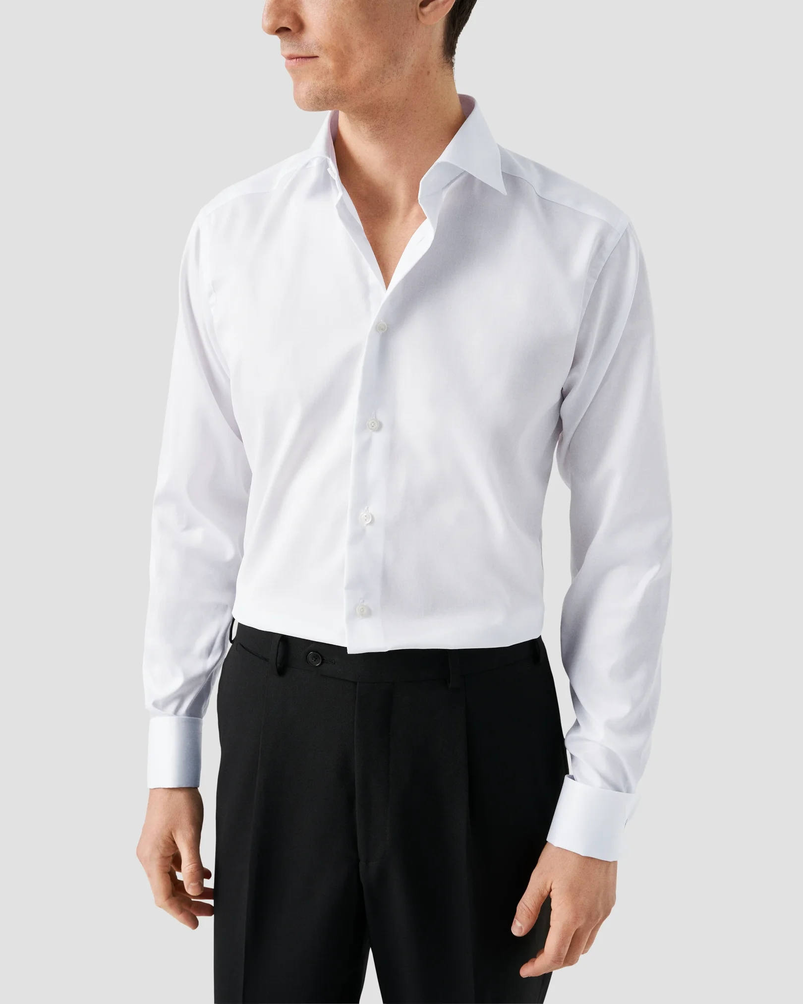 Eton - Chemise blanche en twill signature – poignet mousquetaire