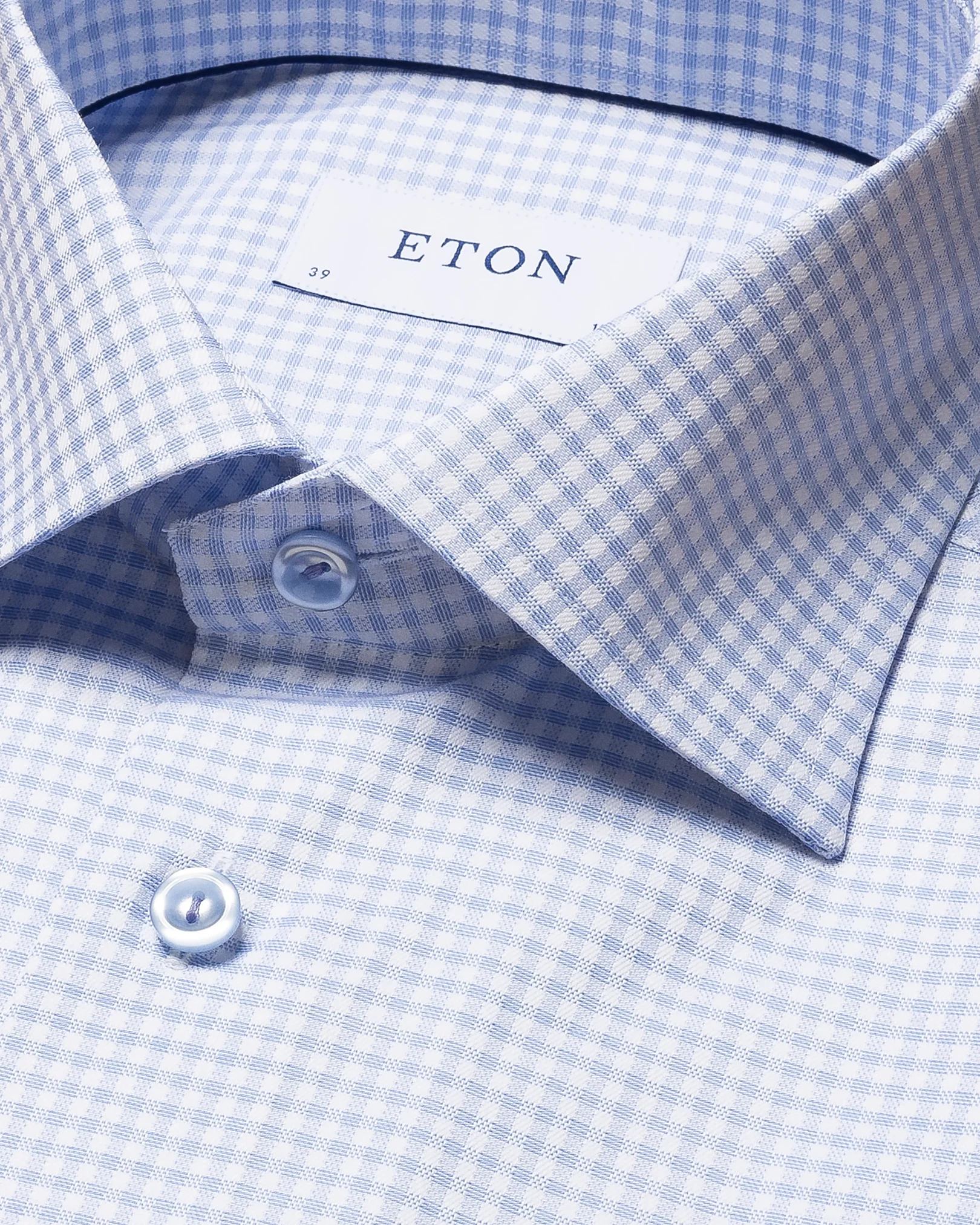 Eton - light blue cotton lyocell stretch cut away