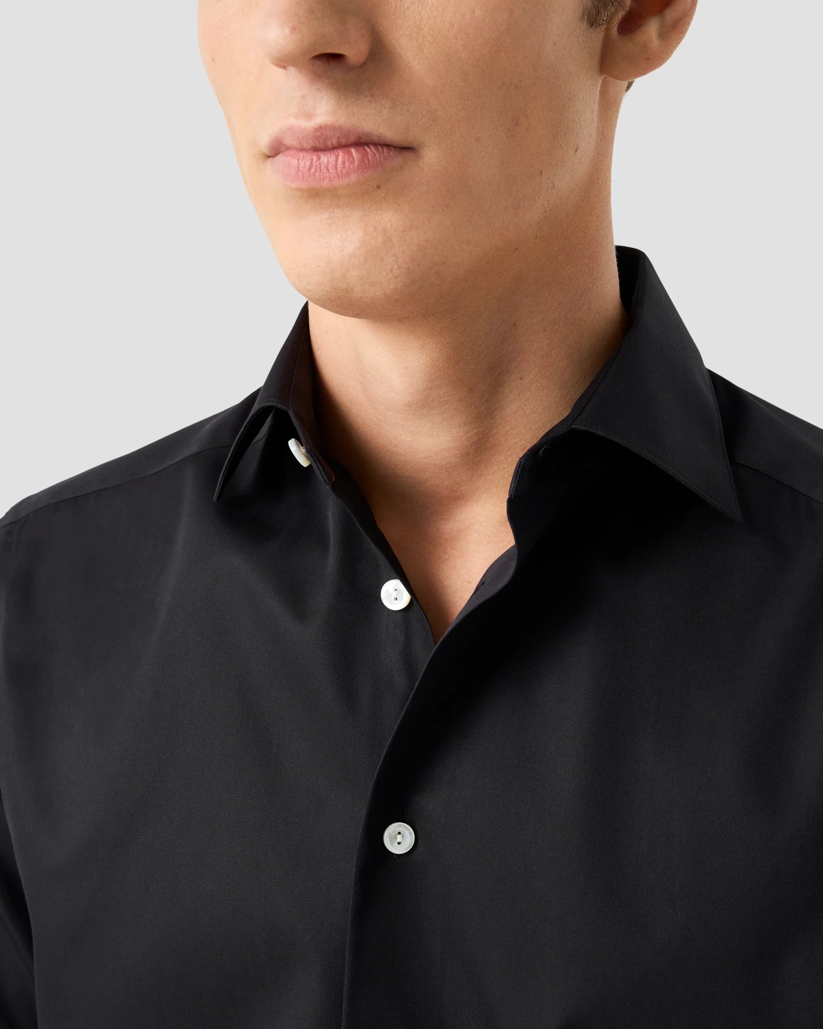 Eton - black solid elevated twill shirt