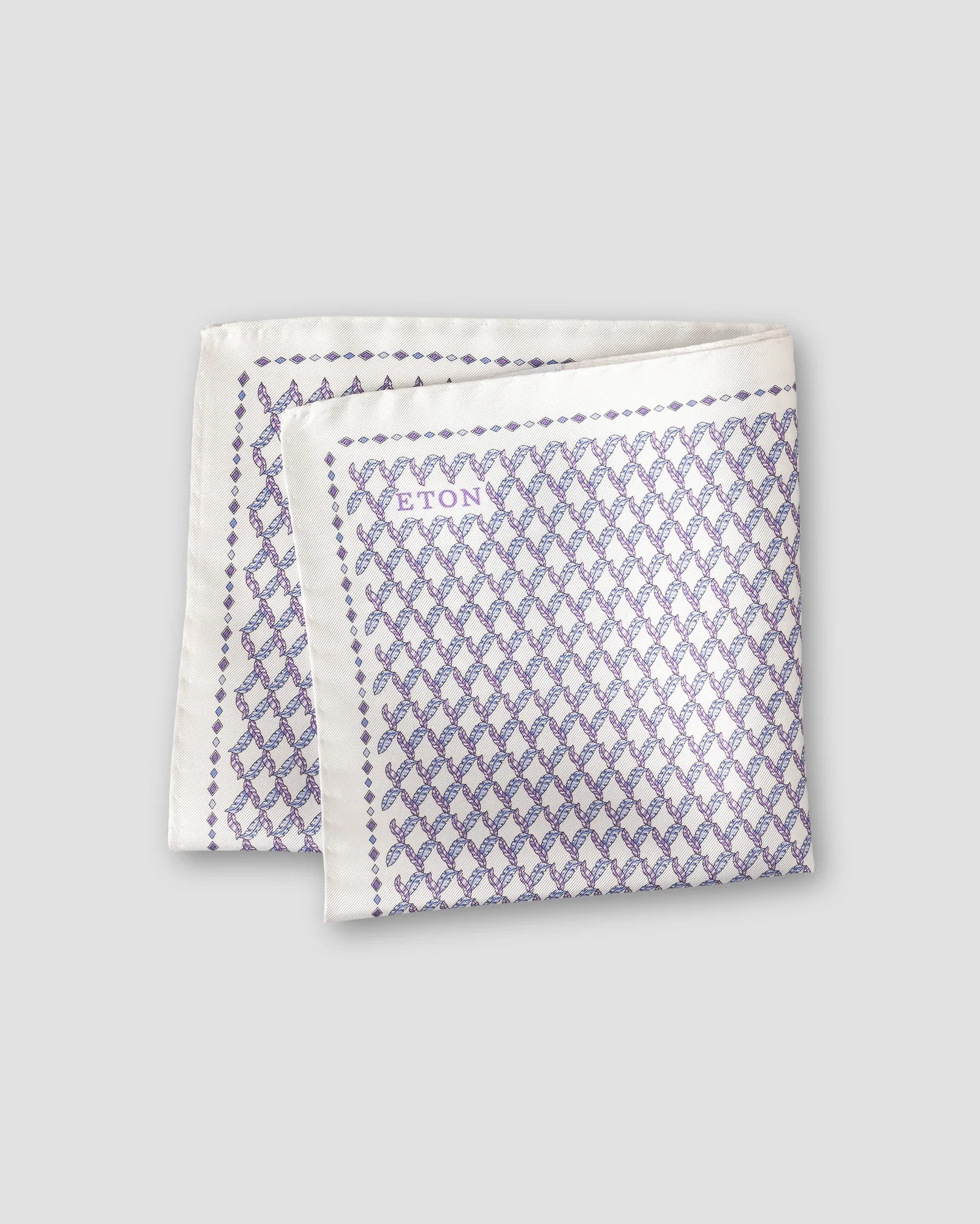 Eton - white leaf silk twill pocket square