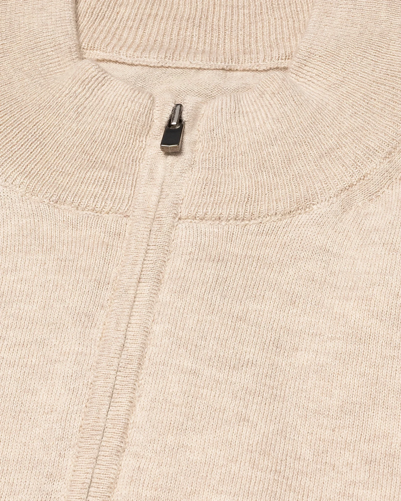 Eton - beige cotton and cashmere quarter zip fine knit