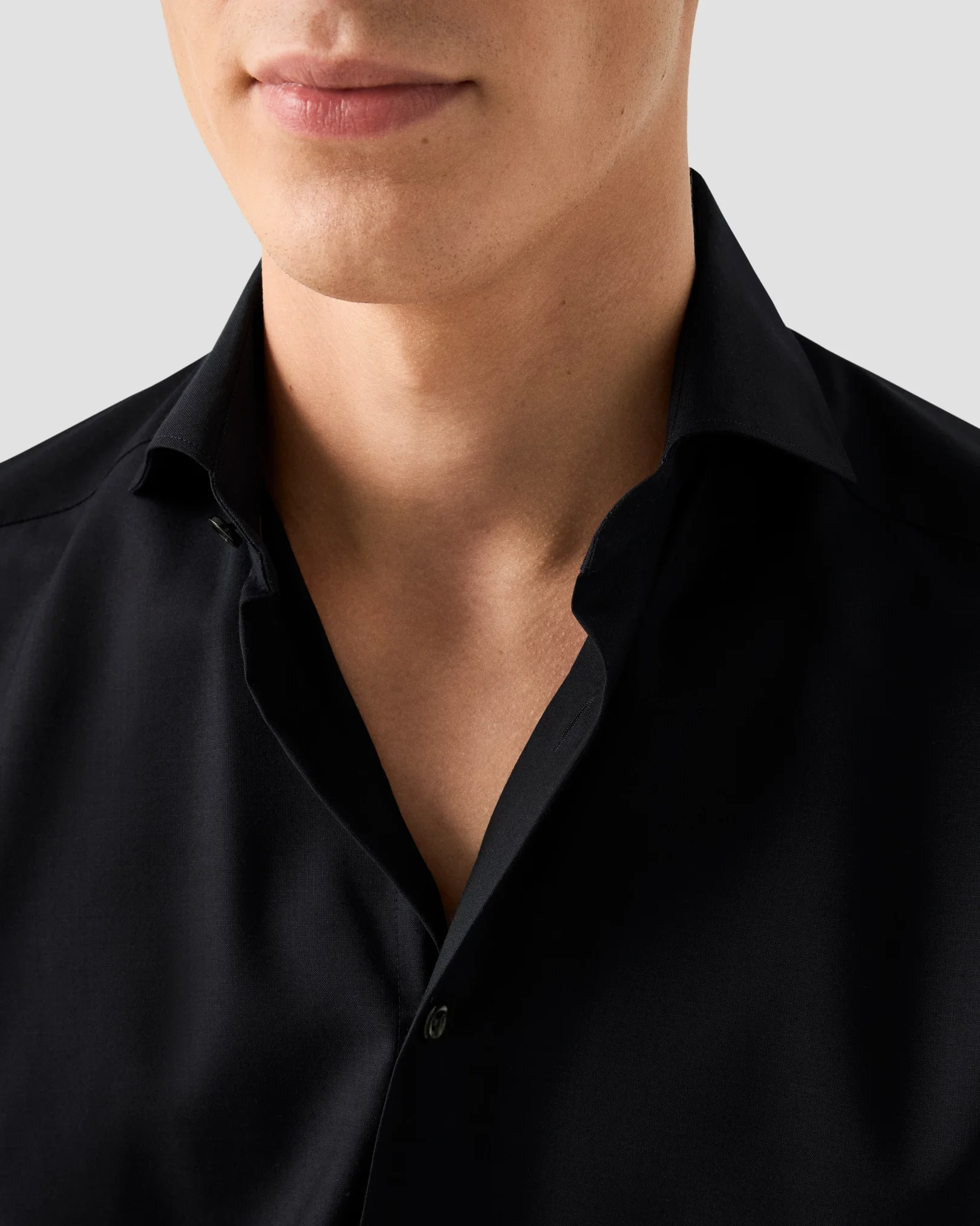 Eton - navy blue solid merino cashmere shirt