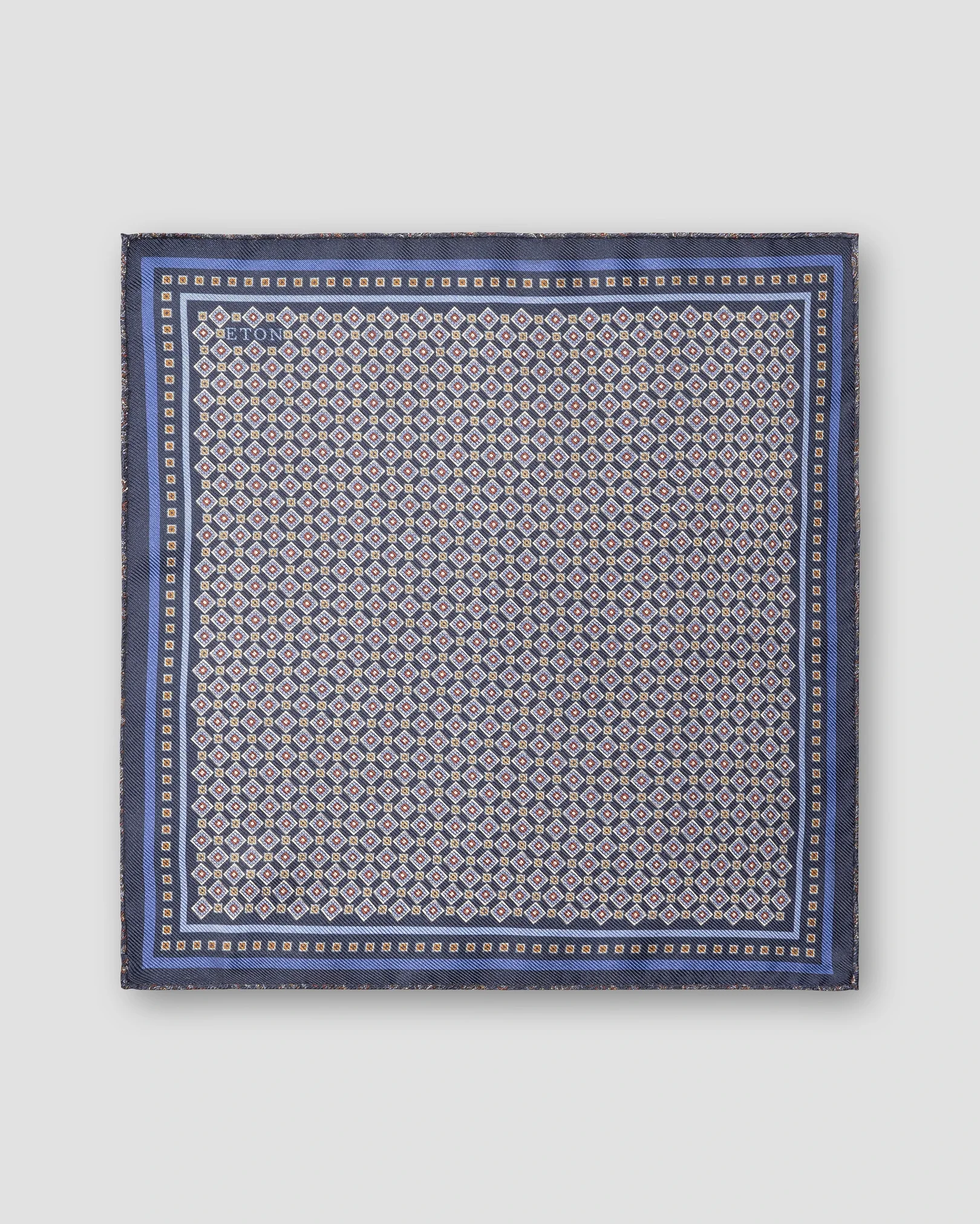 Eton - navy blue medallion double print pocket square