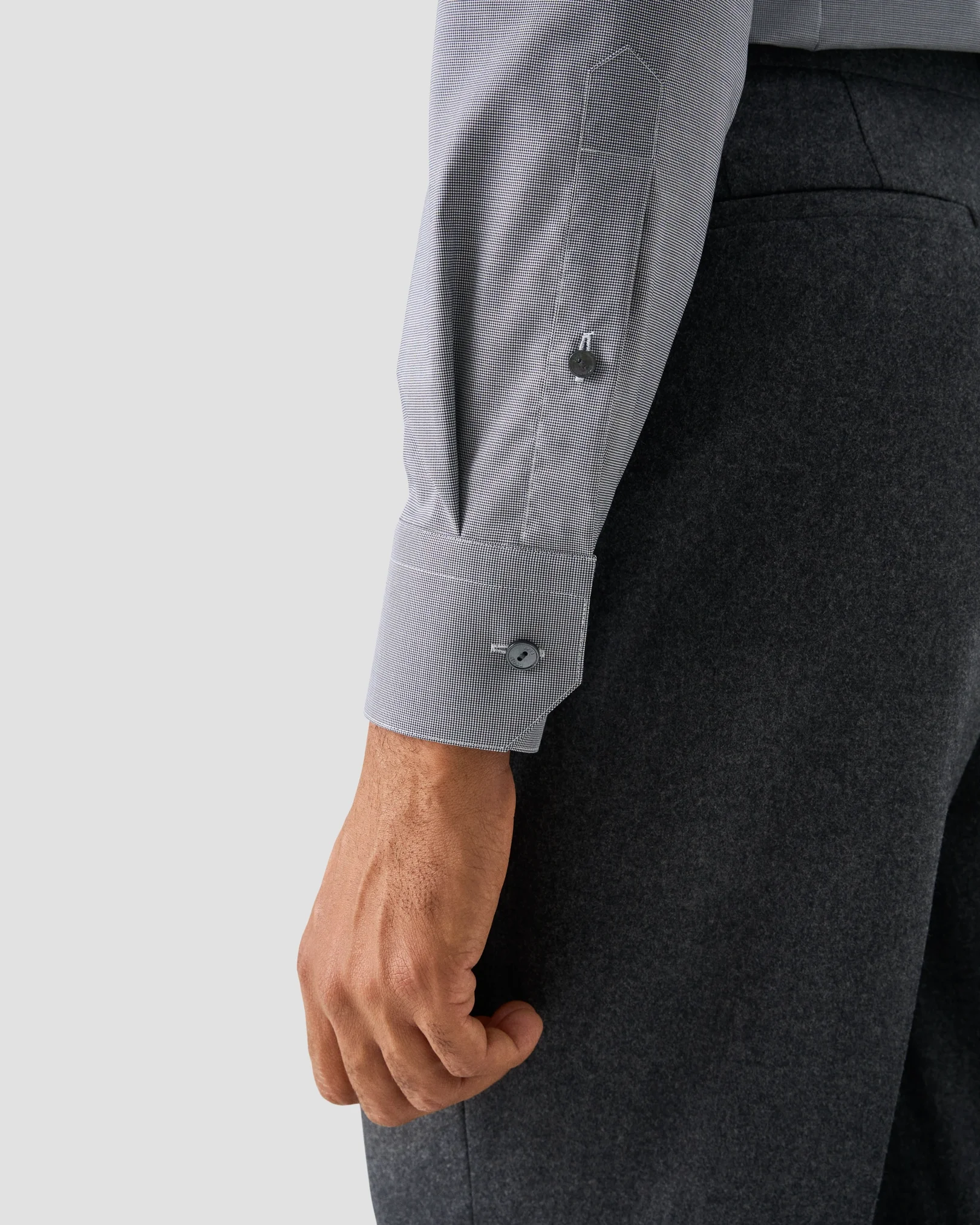 Eton - navy blue check supima 120 shirt