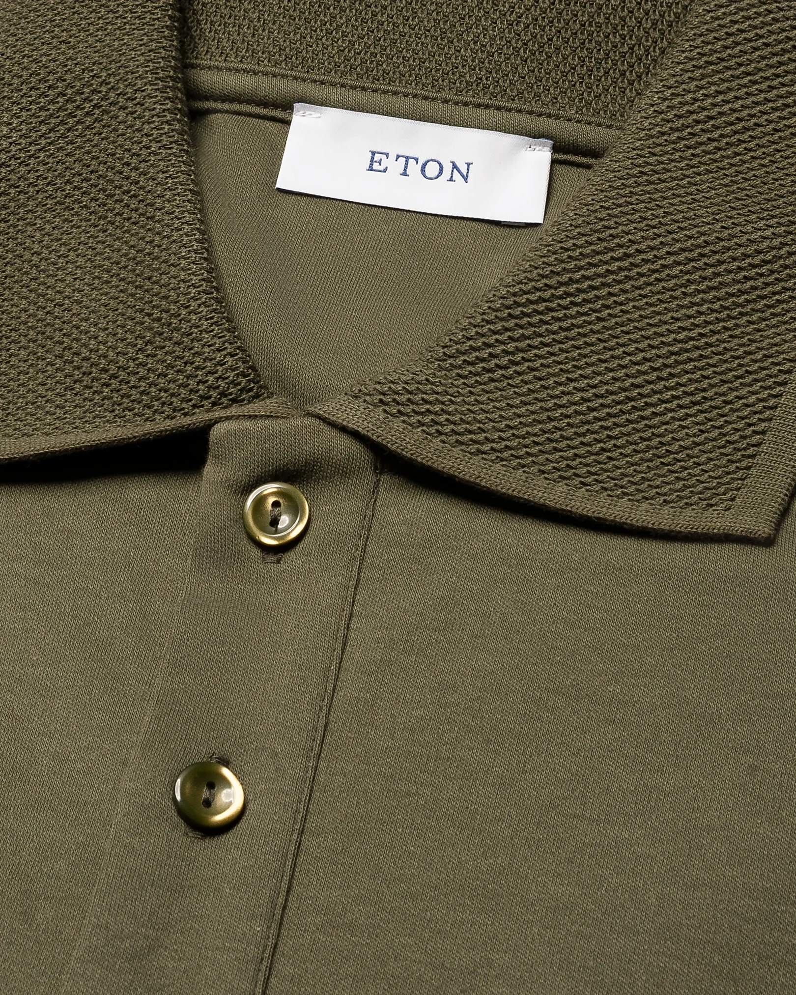 Eton - dark green interlock polo shirt