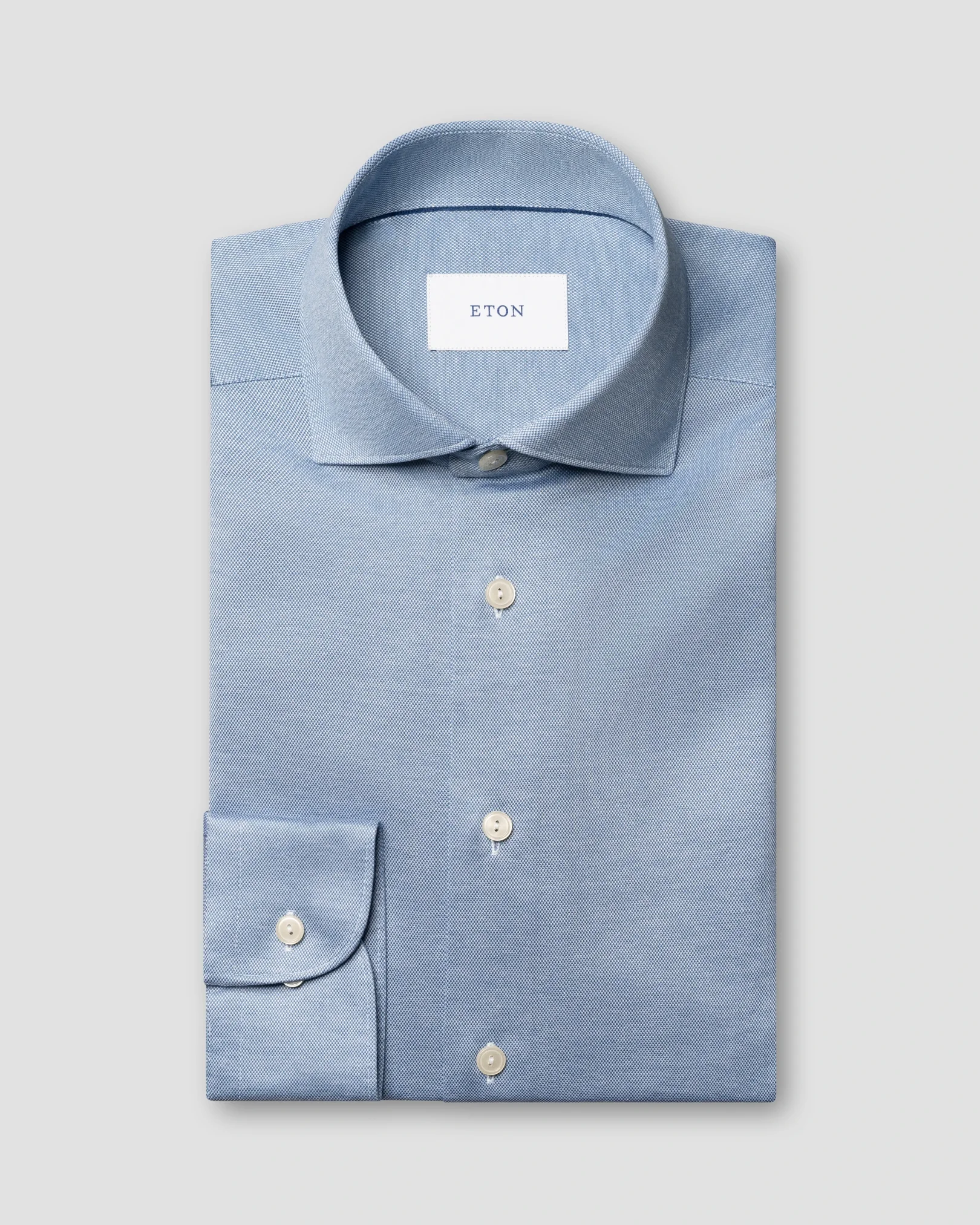 Eton - light blue filo di scozia knit shirt 261