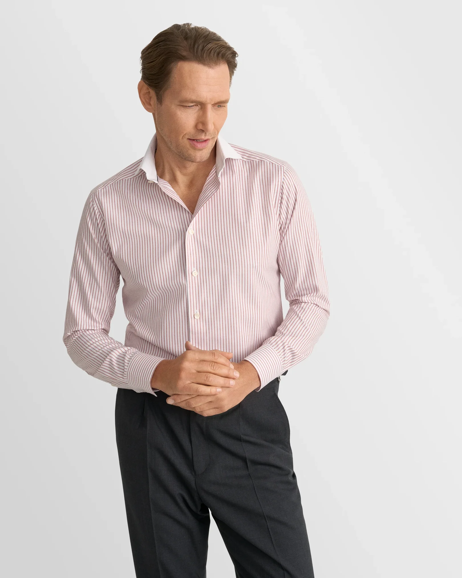 Eton - orange striped signature oxford shirt wide spread 266