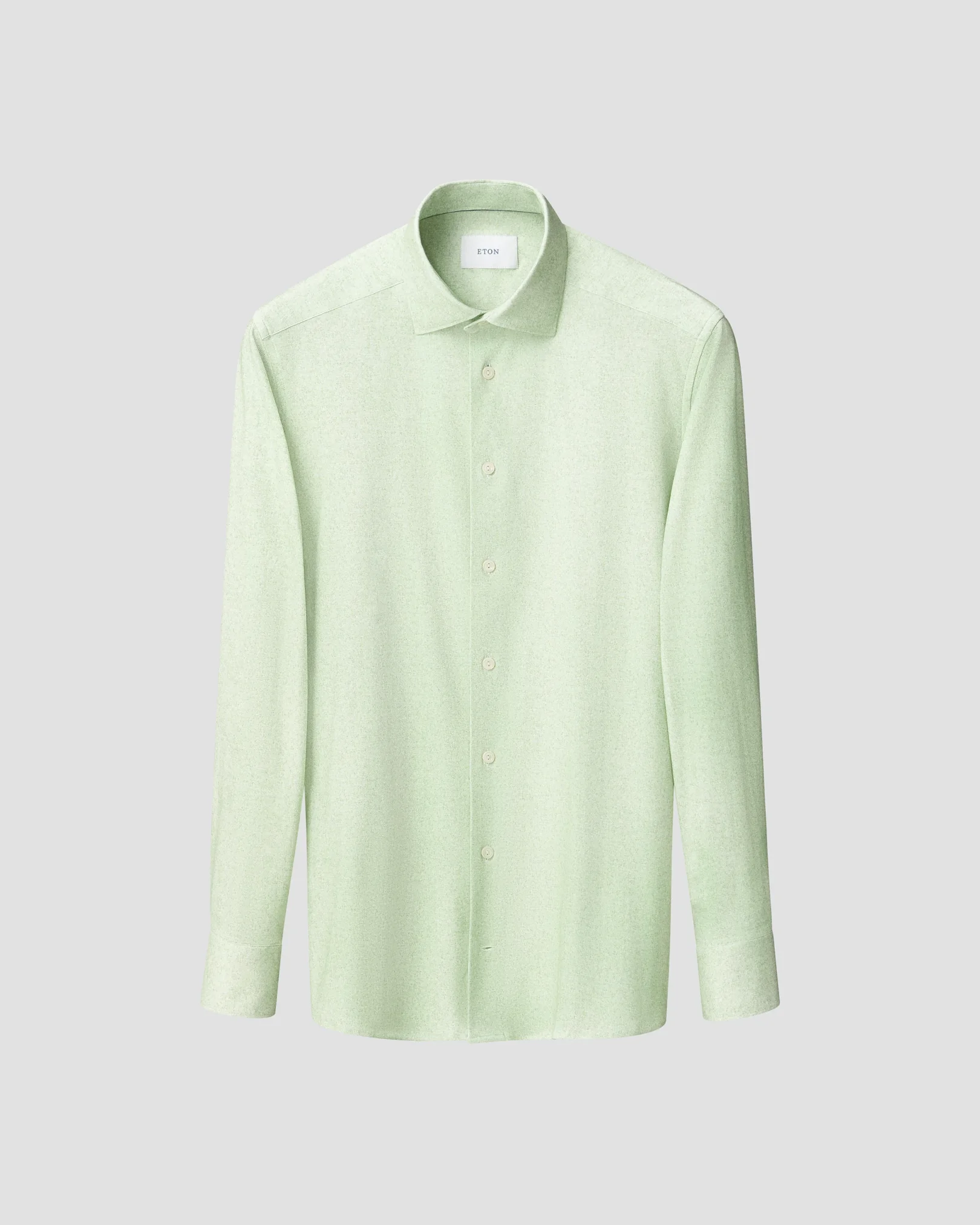 Eton - mid green solid cotton four way stretch shirt