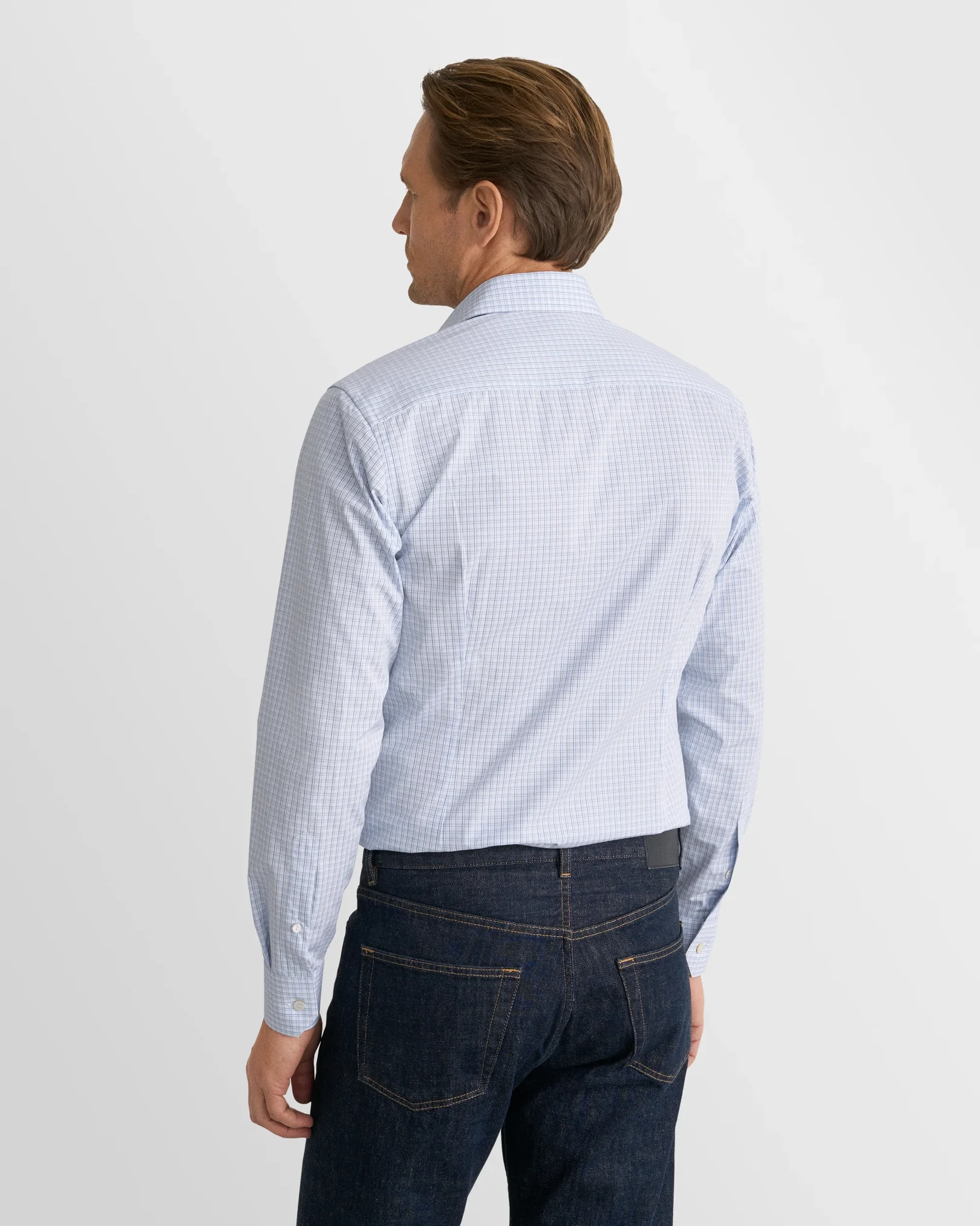 Eton - light blue check supima 266