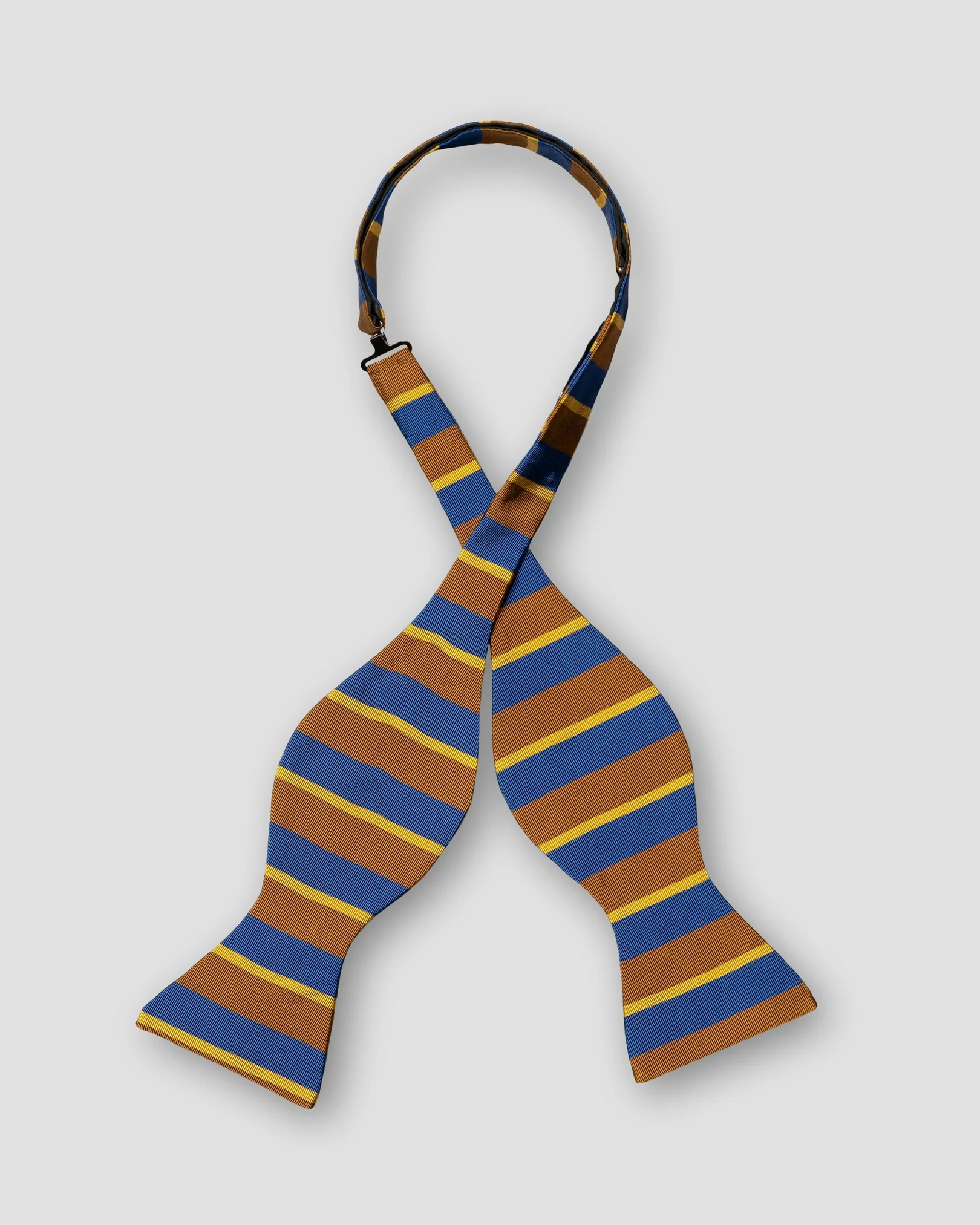 Eton - striped cotton silk bow tie self tied