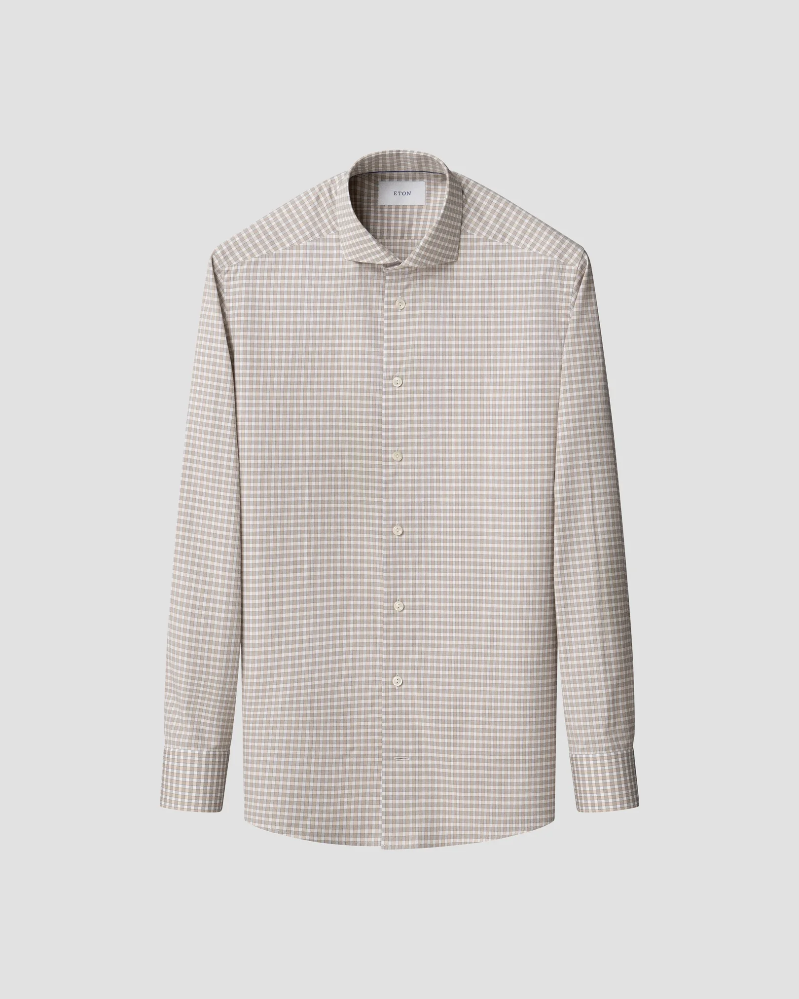 Eton - beige check breeze poplin shirt