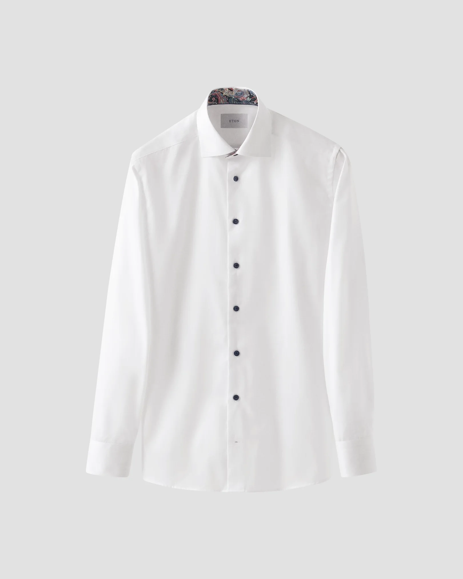 Eton - white solid signature twill paisley effect shirt
