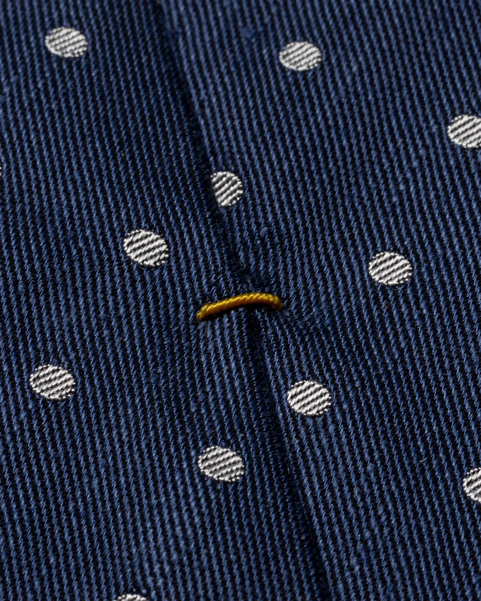 Eton - navy blue polka dot cotton linen silk tie