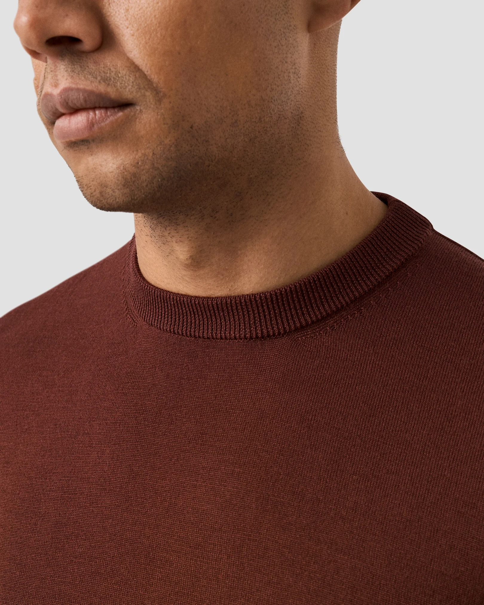 Eton - merino knit crew neck red merino knit crew neck