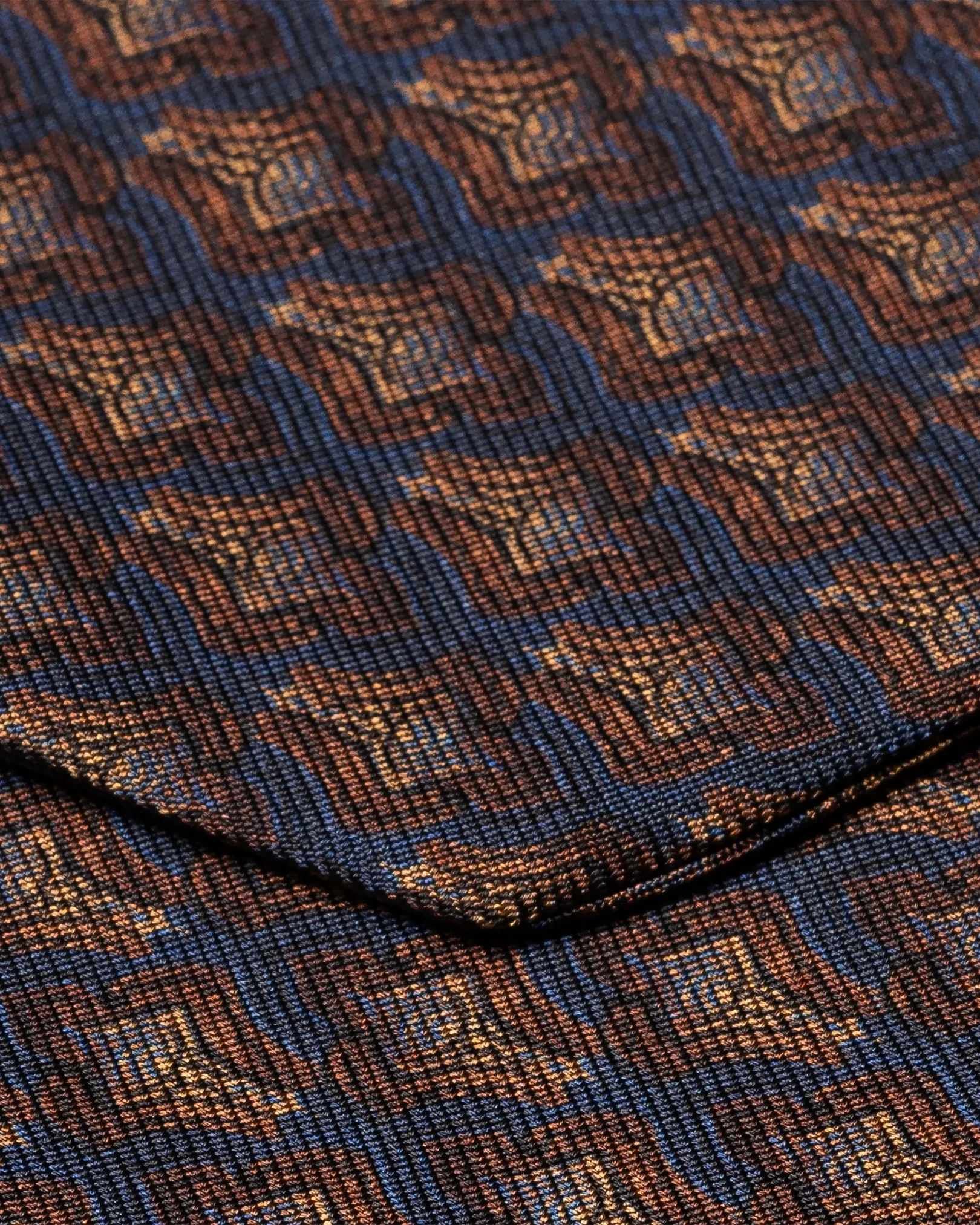 Eton - navy blue printed twill dyed silk tie scarf