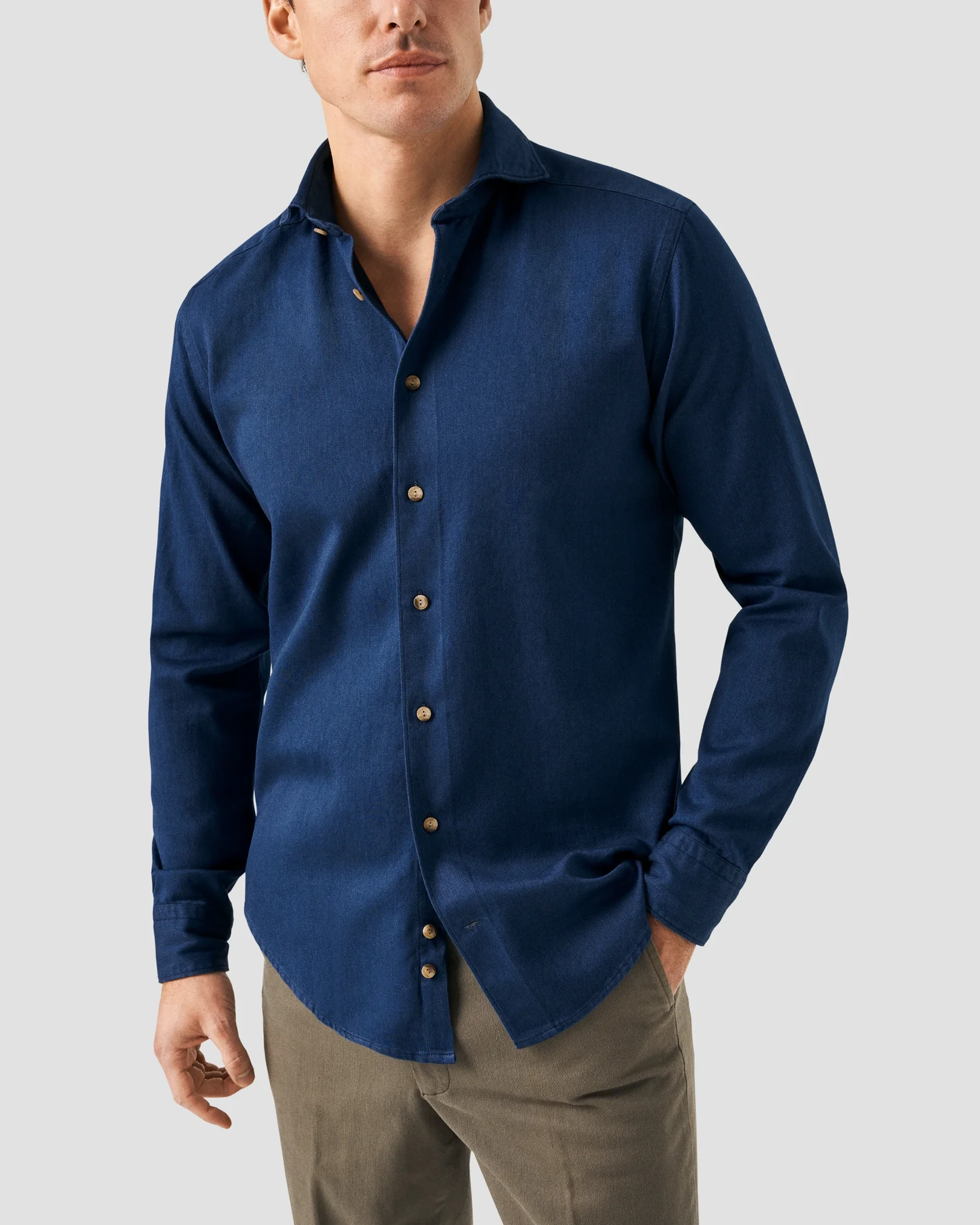 Eton - Navy blue Satin Indigo Shirt