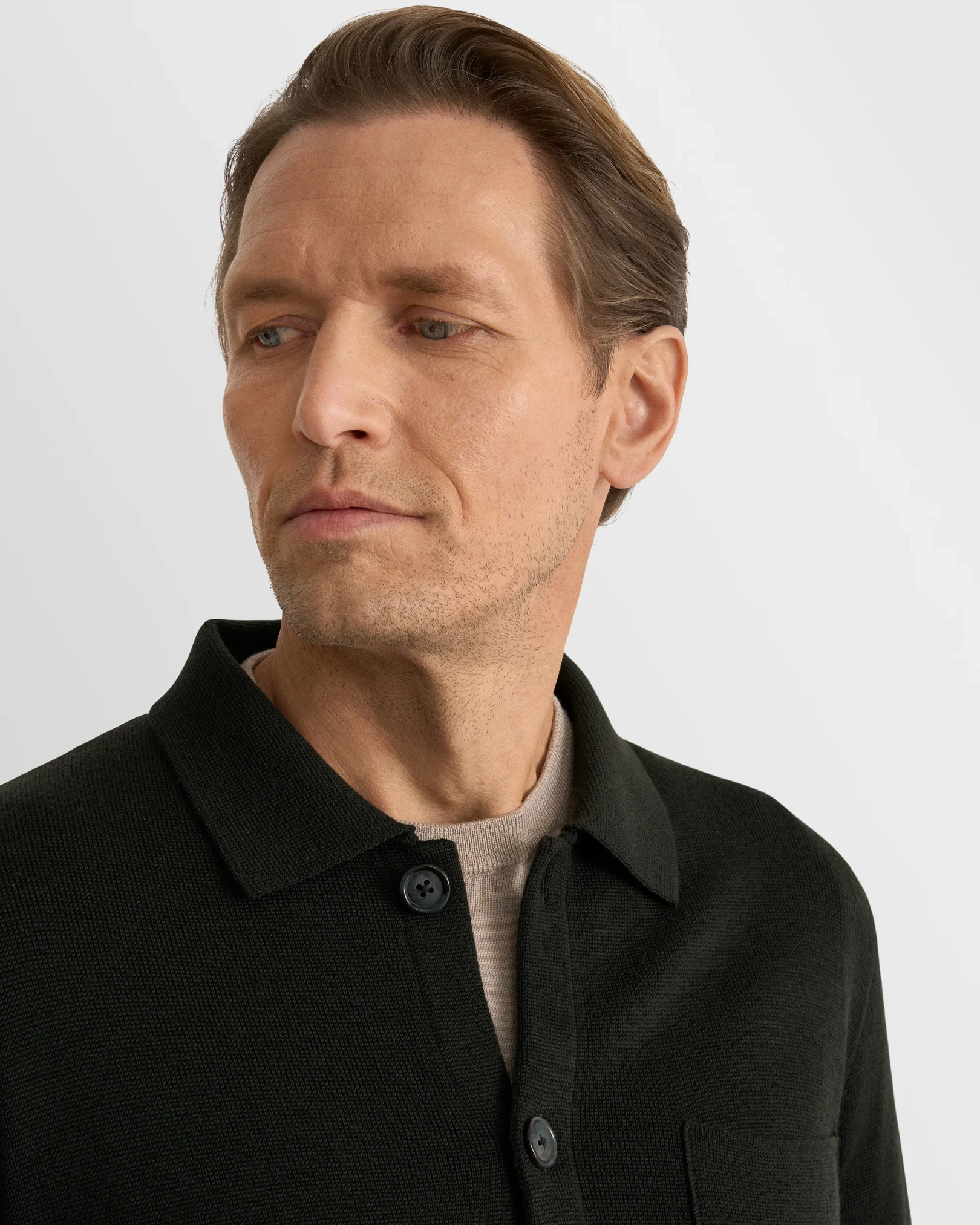 Eton - dark green merino milano knit overshirt