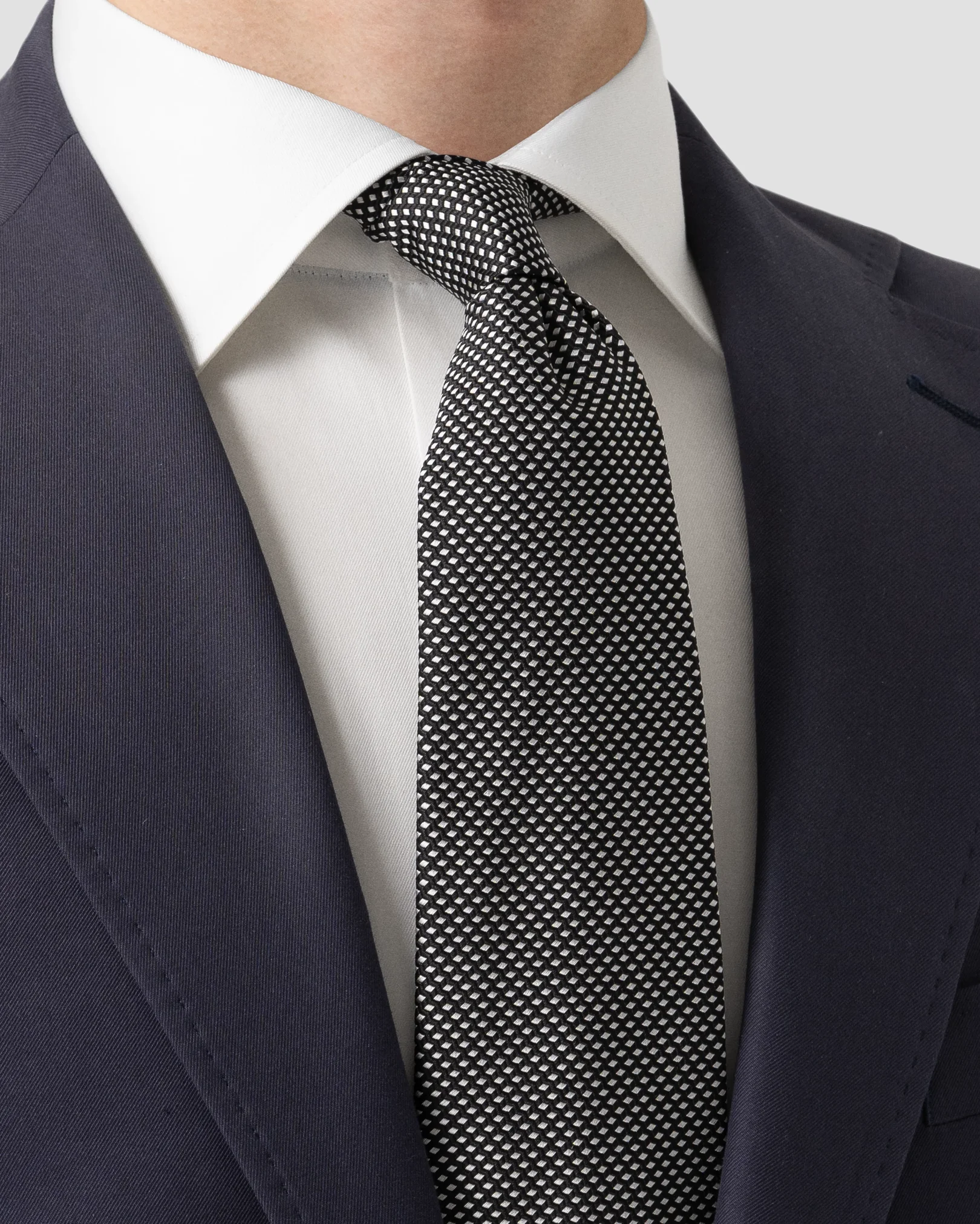 Eton - black geometric woven silk tie