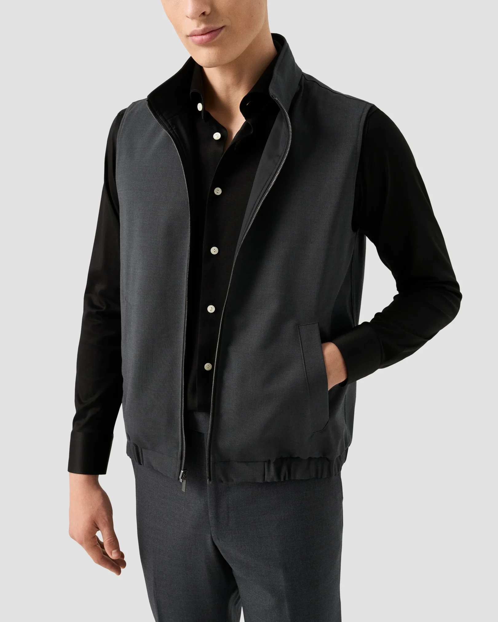 Eton - Skjorta i jacquardstickad Filo di Scozia