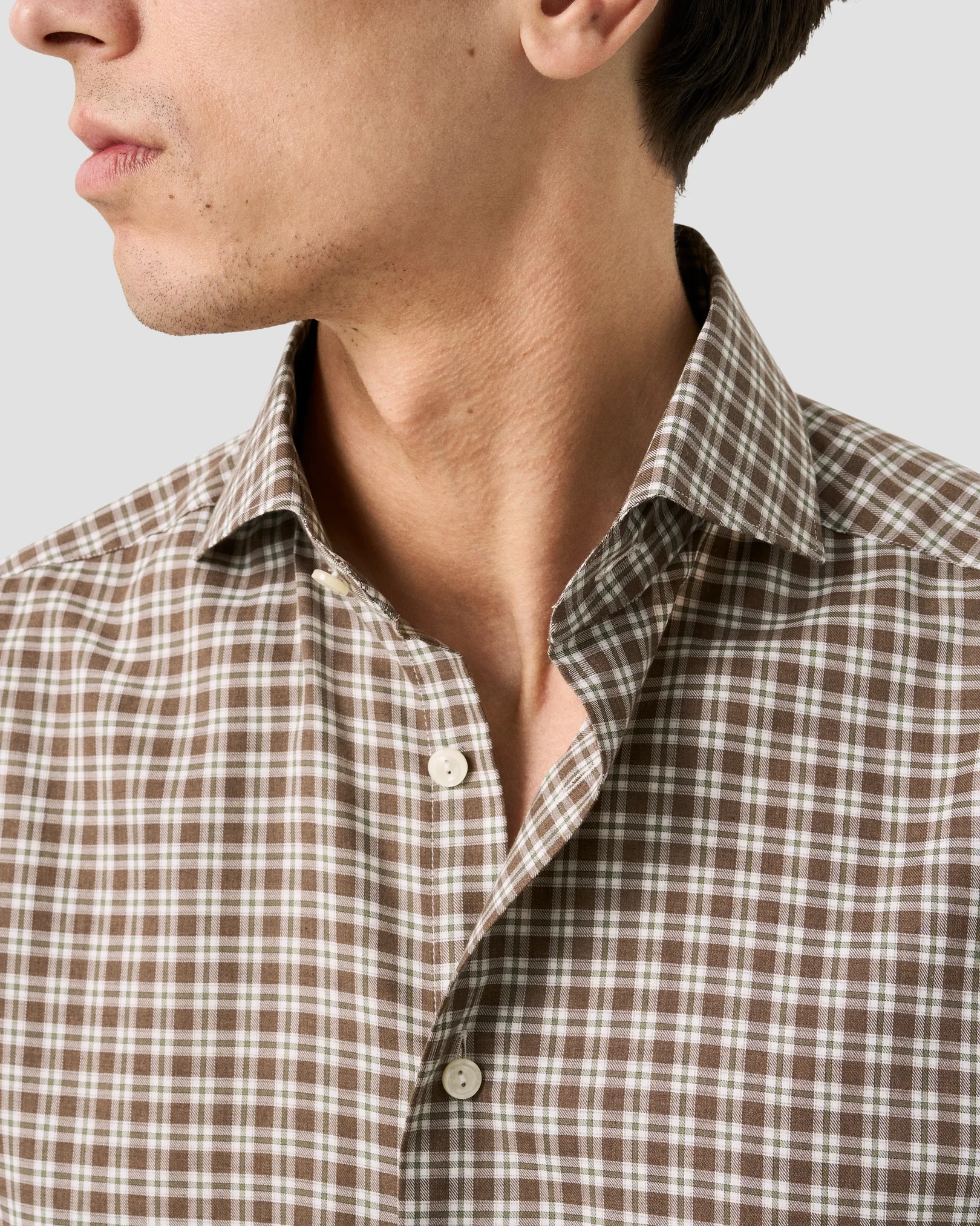 Eton - check signature flannel shirt wide spread