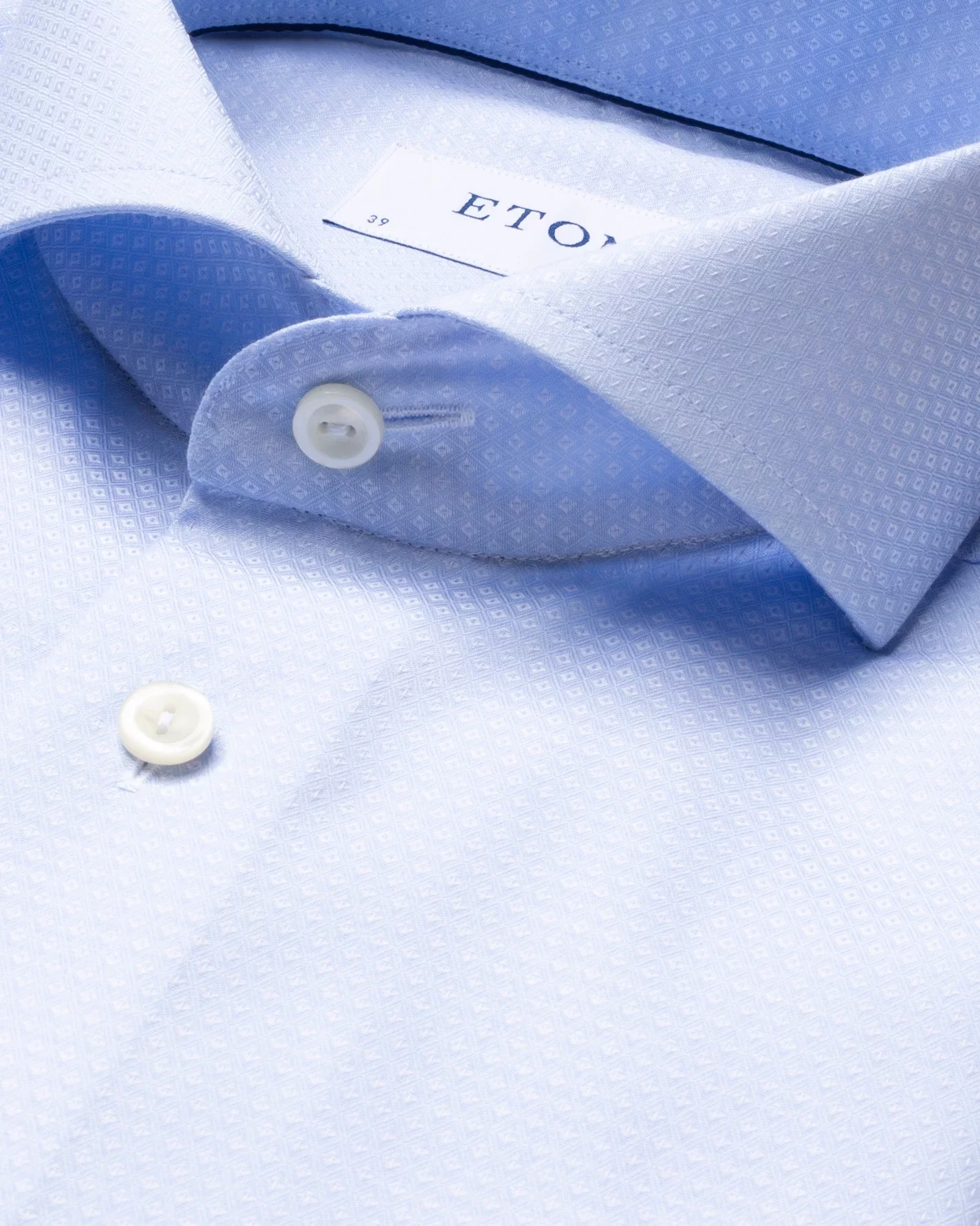 Eton - light blue diamond weave shirt extreme cut away
