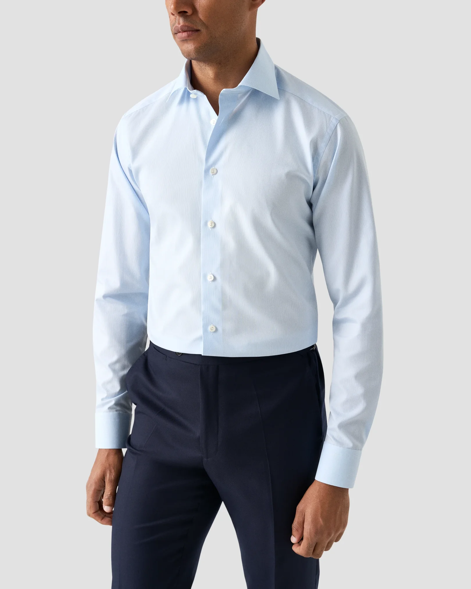 Eton - light blue semi solid elevated pique 260