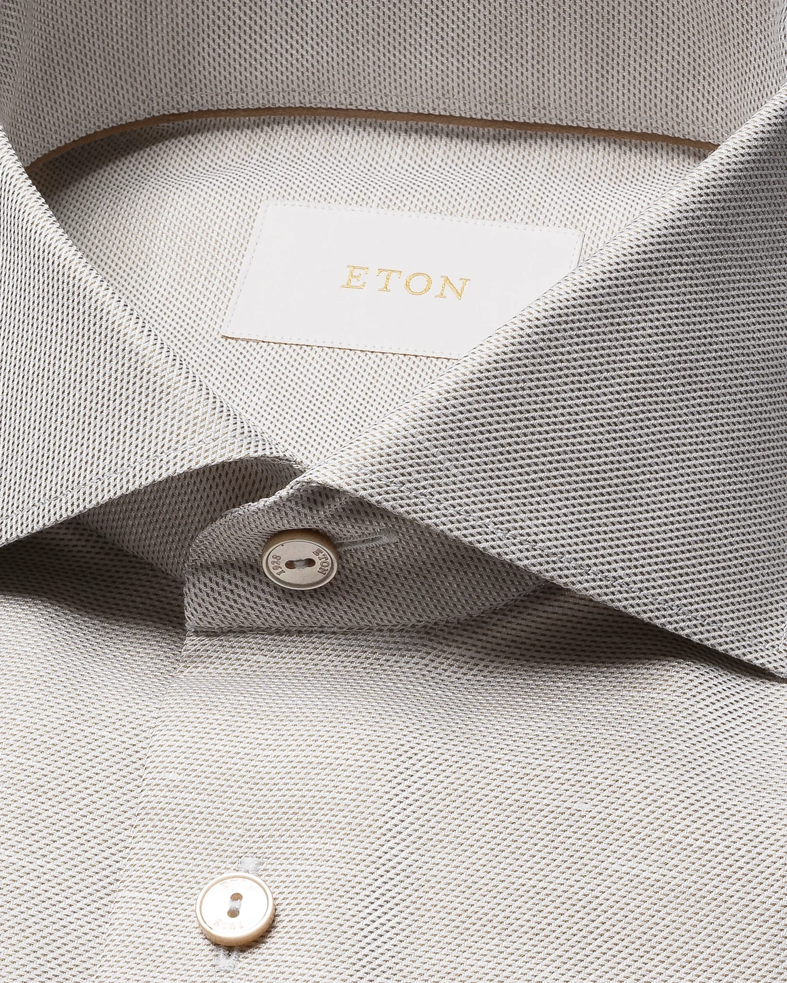 Eton - beige semi solid cotton linen shirt 261