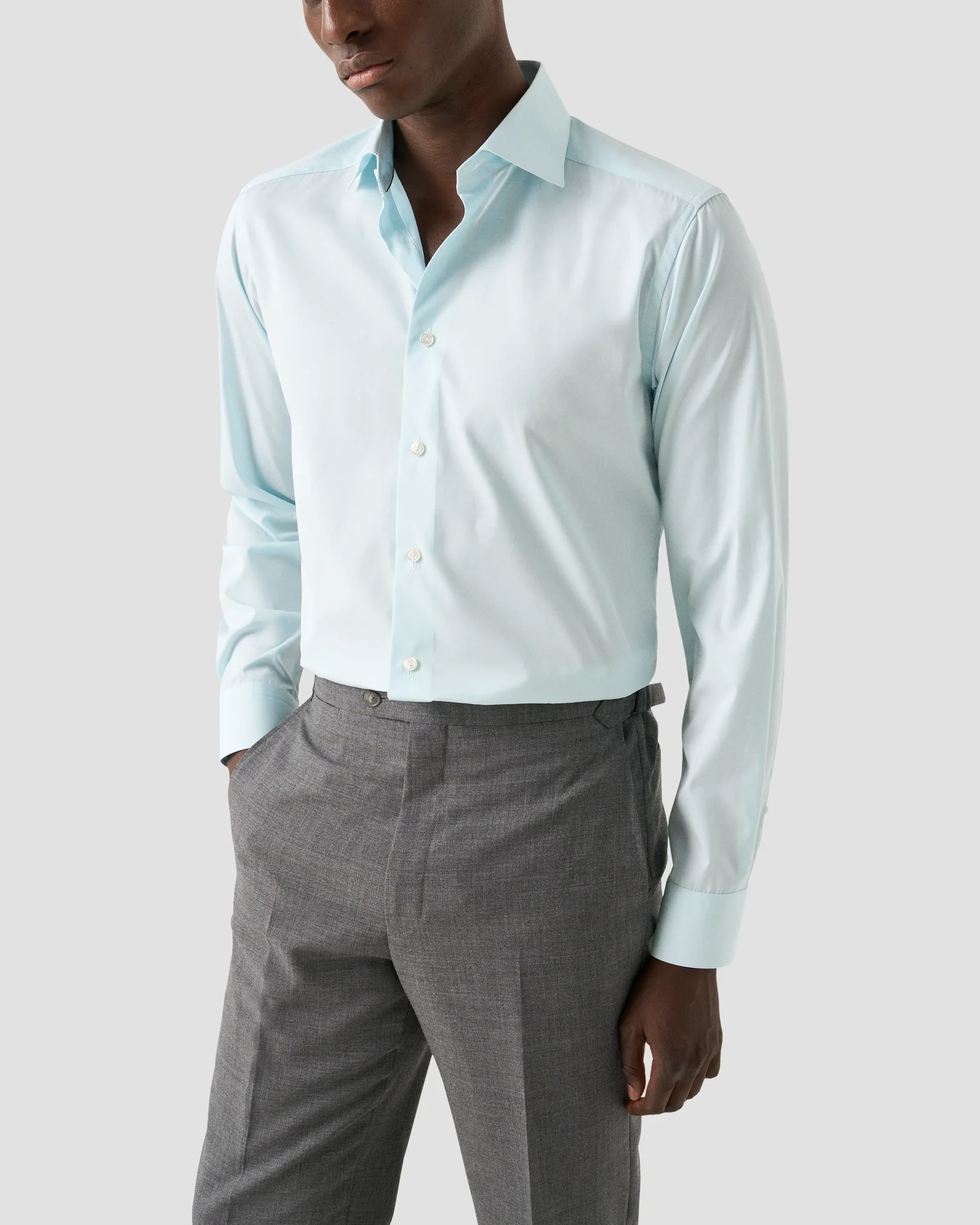 Eton - light green chambray elevated poplin shirt