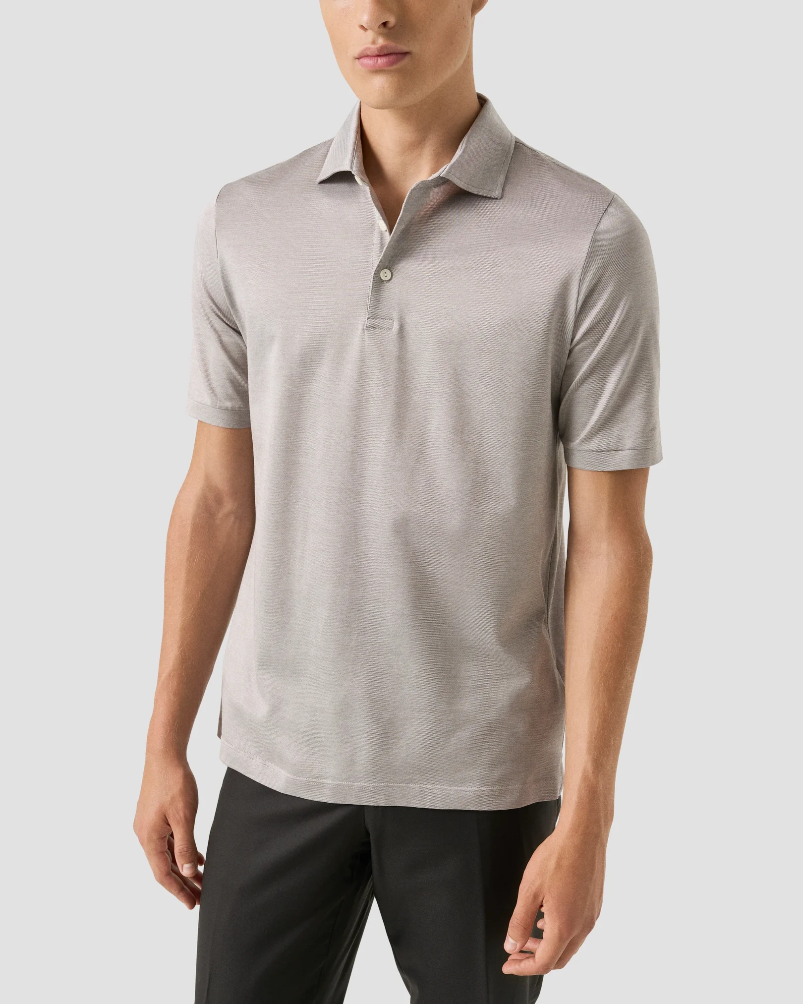 Eton - beige jaquard filo di scozia polo shirt