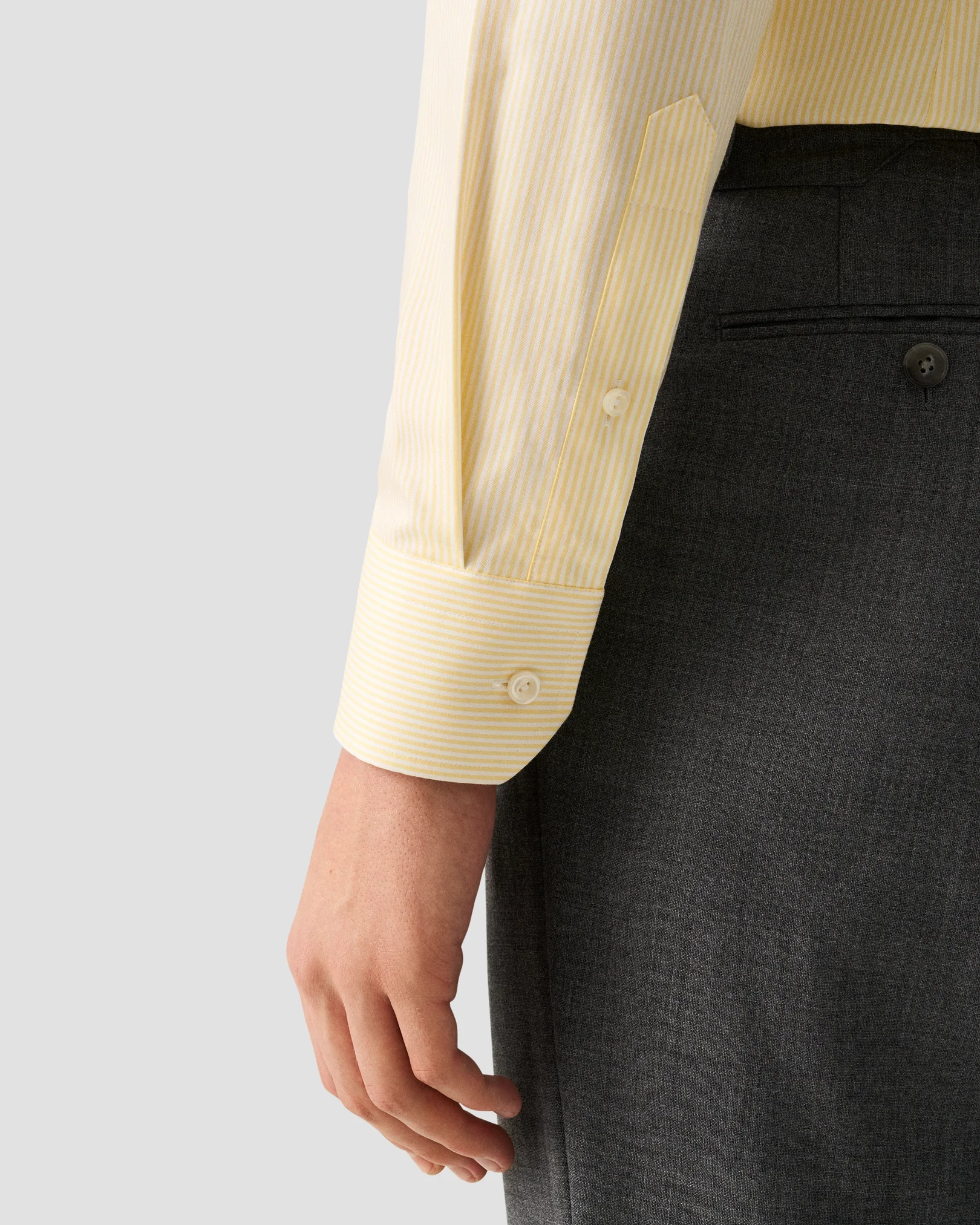 Eton - yellow bengal striped cotton tencel shirt