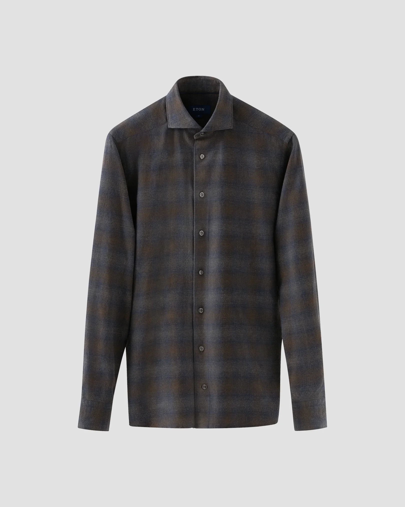 Eton - checked navy flannel shirt