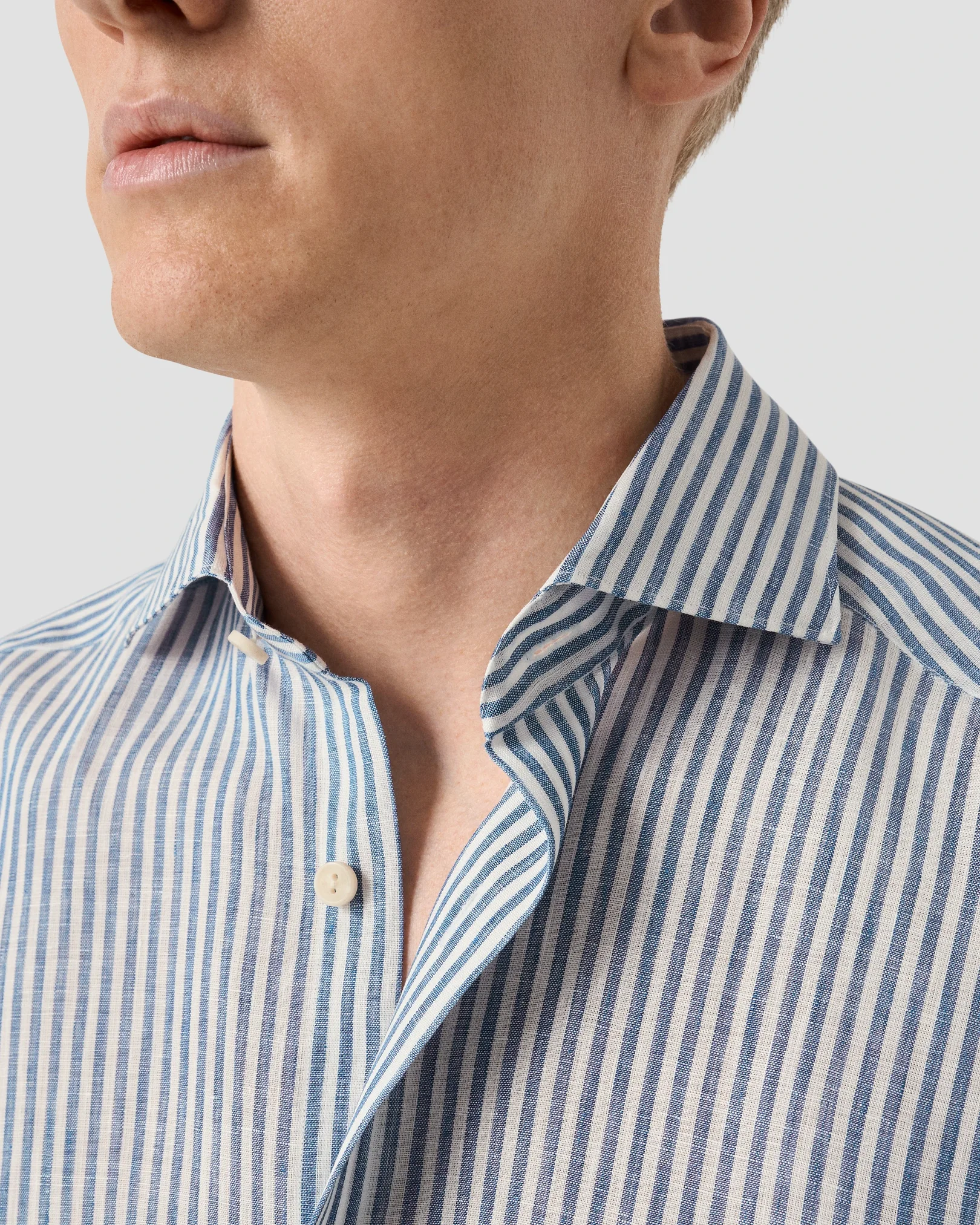 Eton - dark blue striped linen shirt