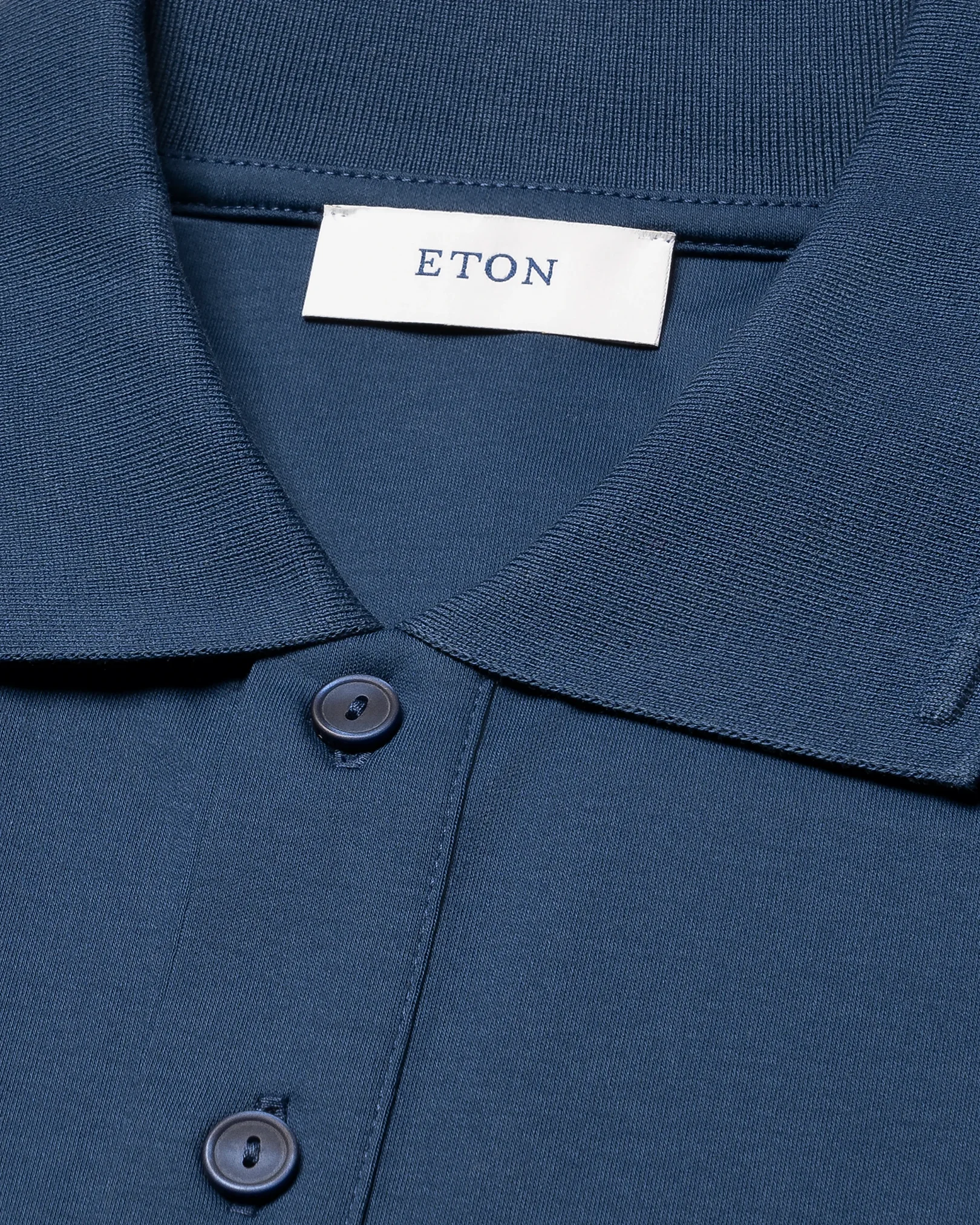Eton - mid blue cotton interlock polo shirt