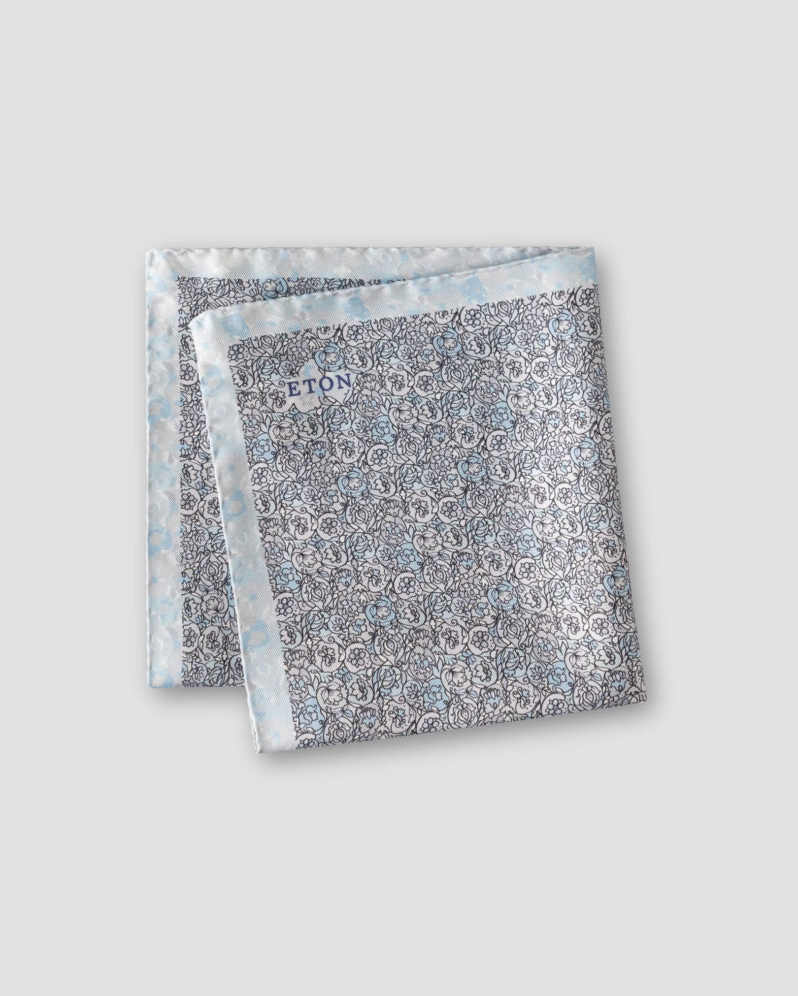 Eton - light blue floral silk pocket