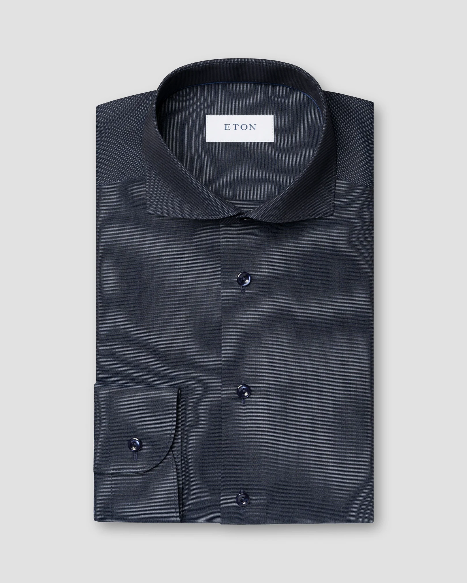 Eton - navy blue semi solid signature dobby shirt