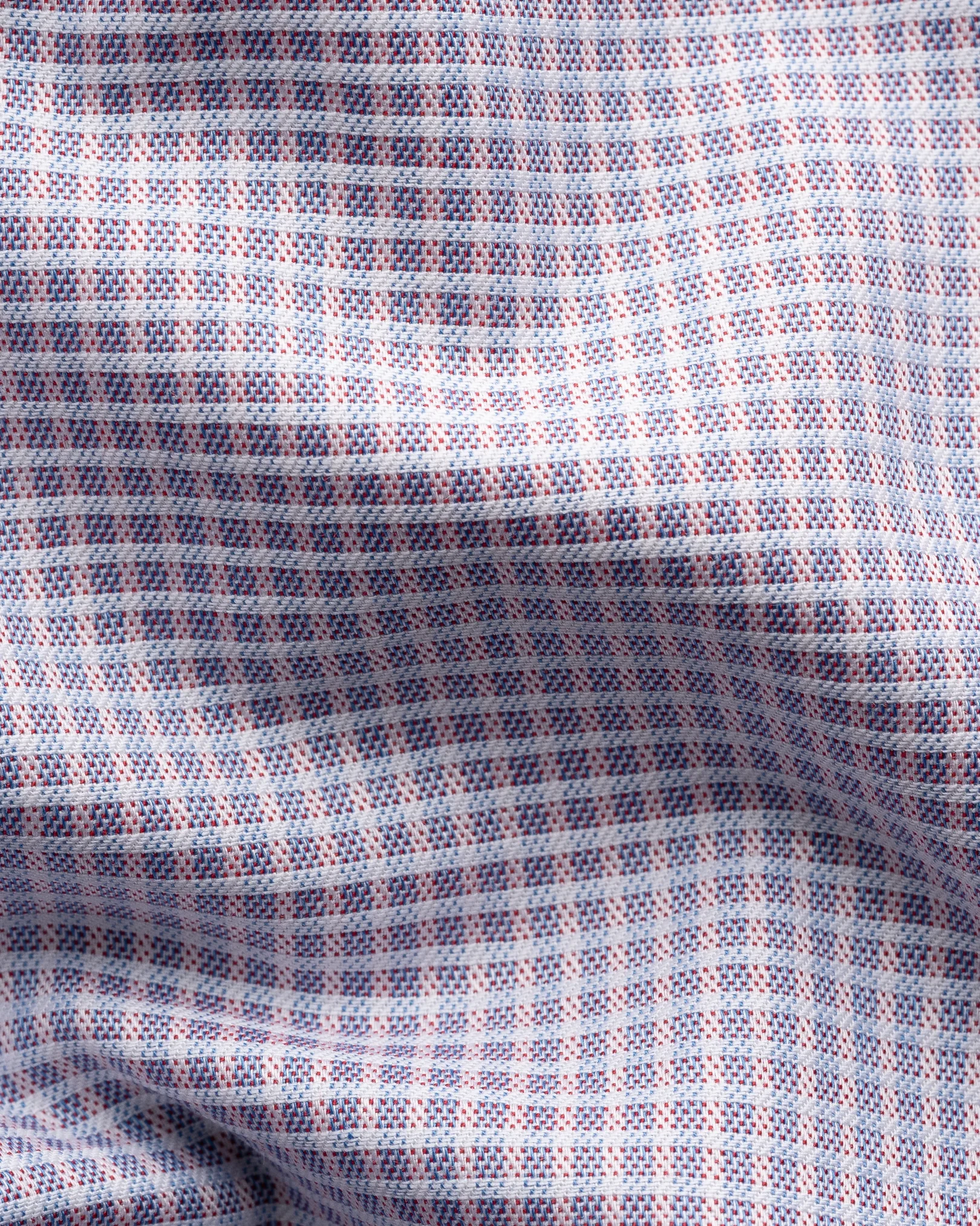 Eton - red check twill shirt
